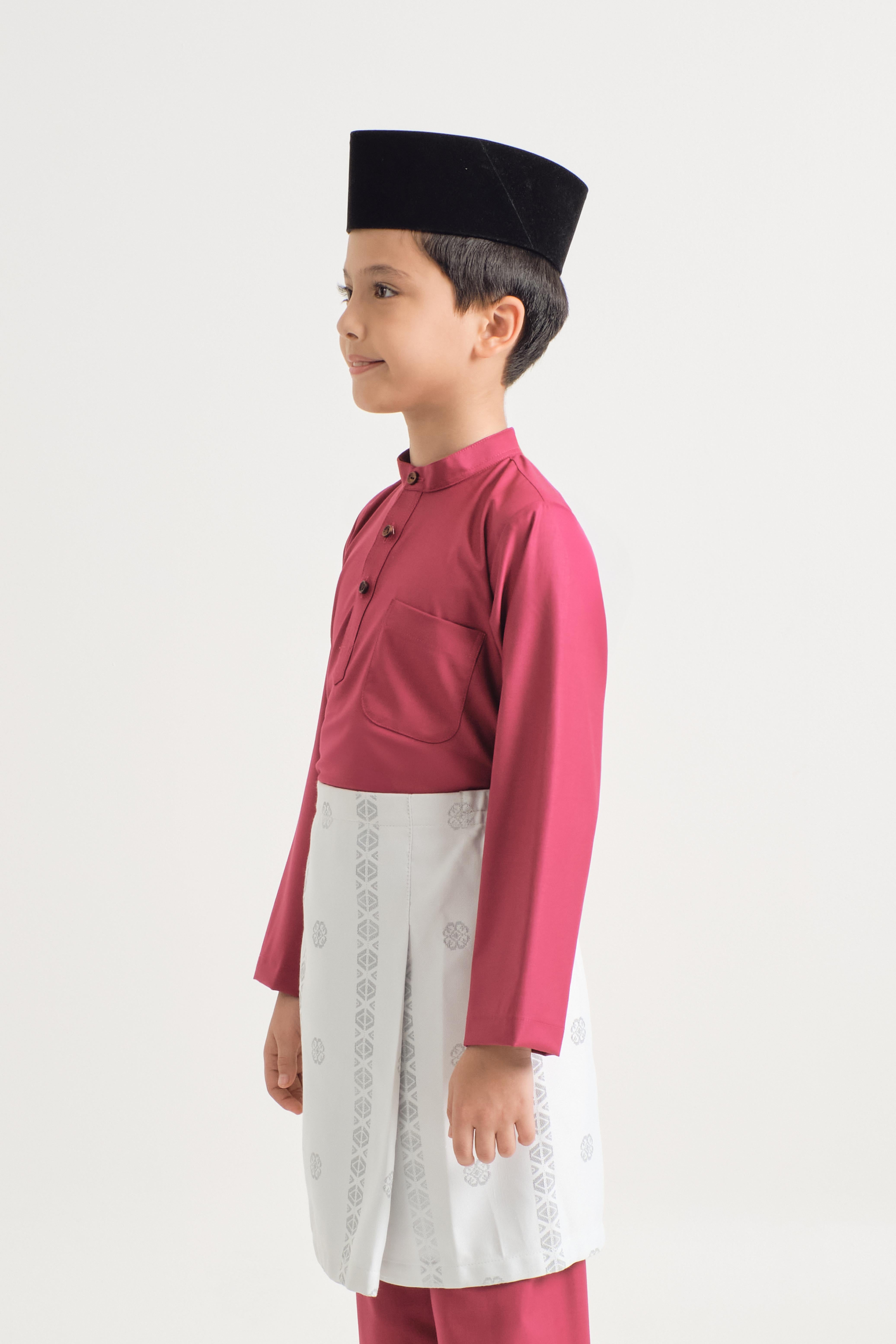 Patawali Boys Baju Melayu Cekak Musang - Magenta Pink