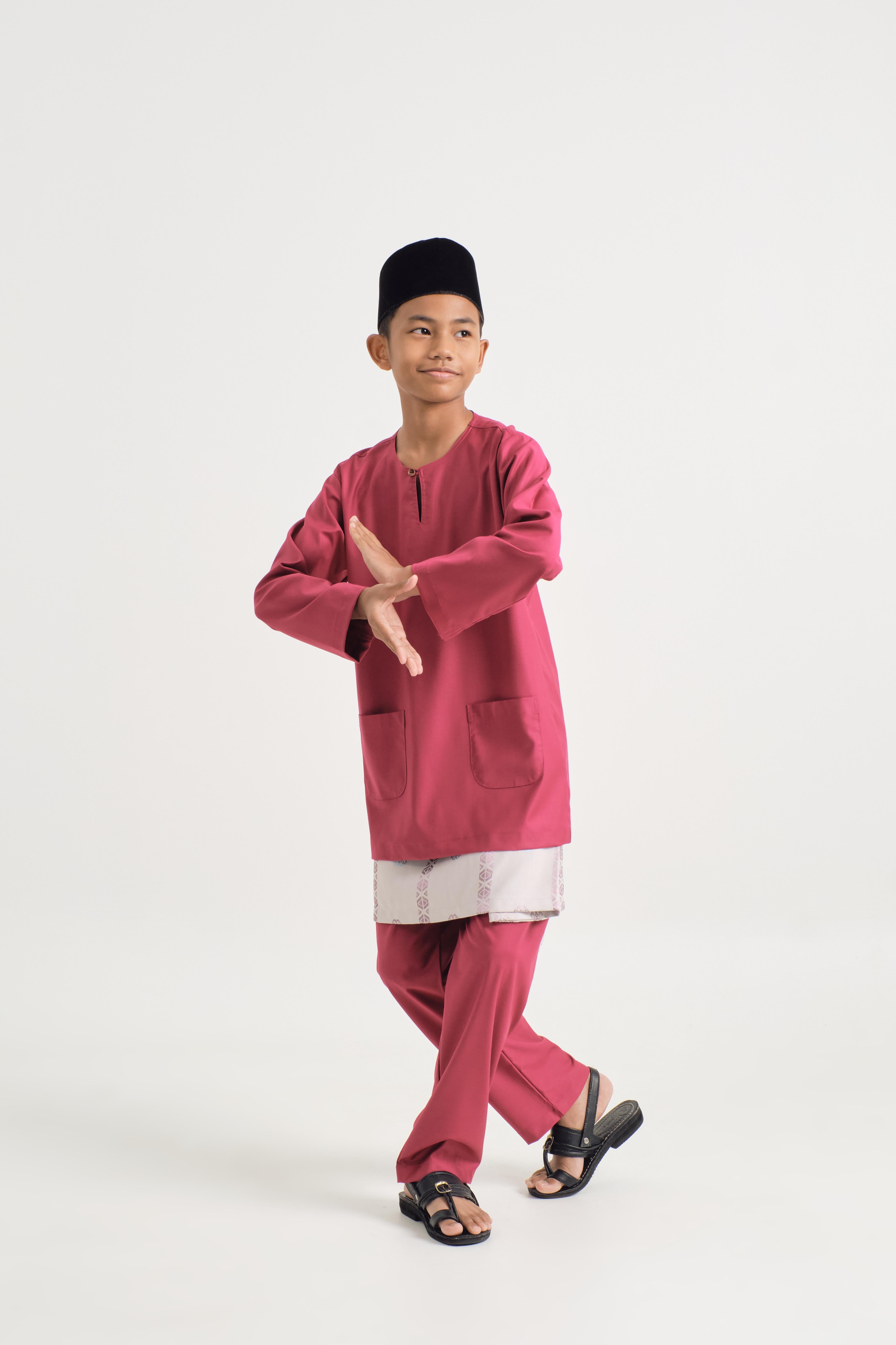 Patawali Boys Baju Melayu Teluk Belanga - Magenta Pink