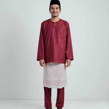 Patawali Classic Fit Baju Melayu Teluk Belanga - Mahogany Red