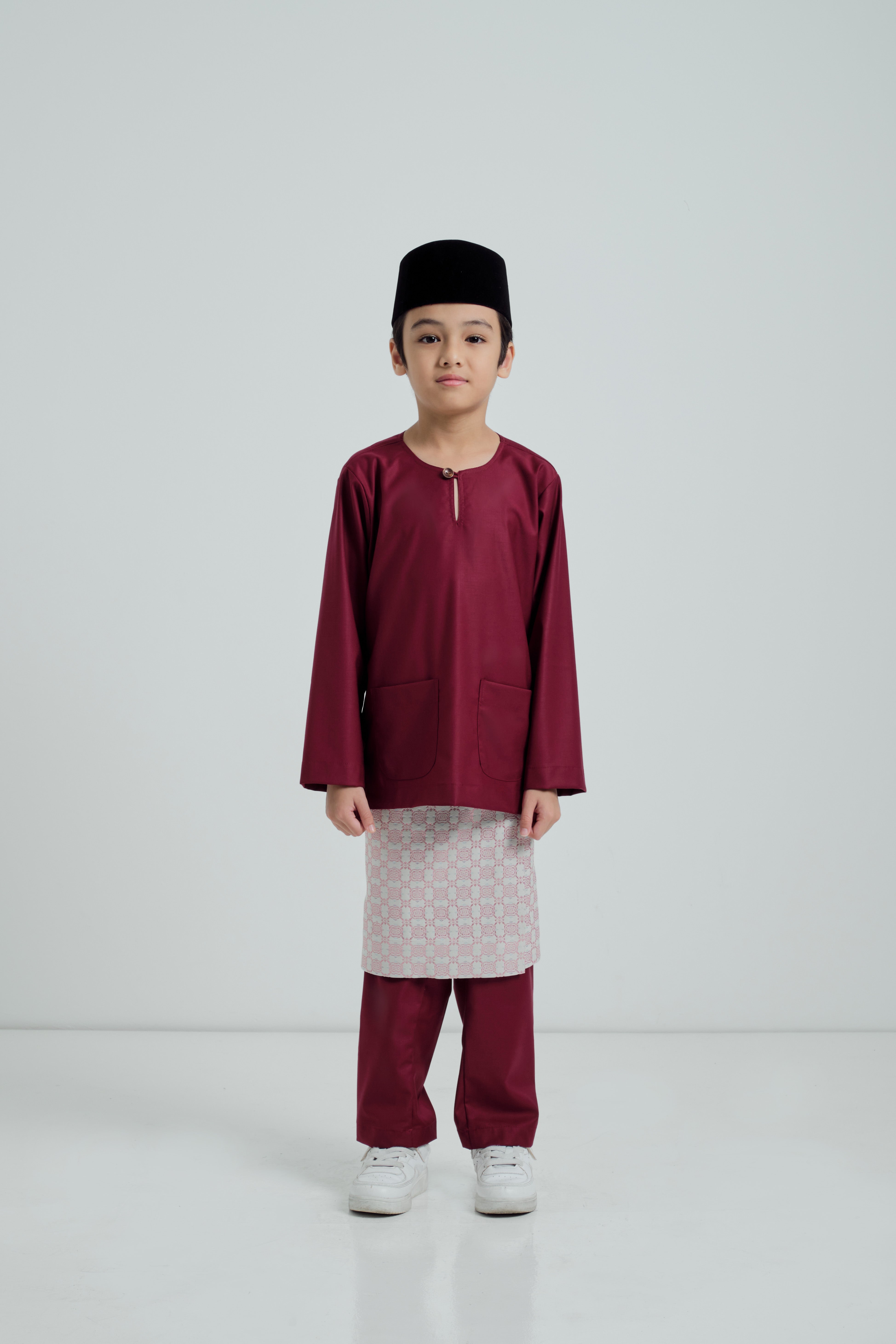 Patawali Boys Baju Melayu Teluk Belanga - Mahogany Red