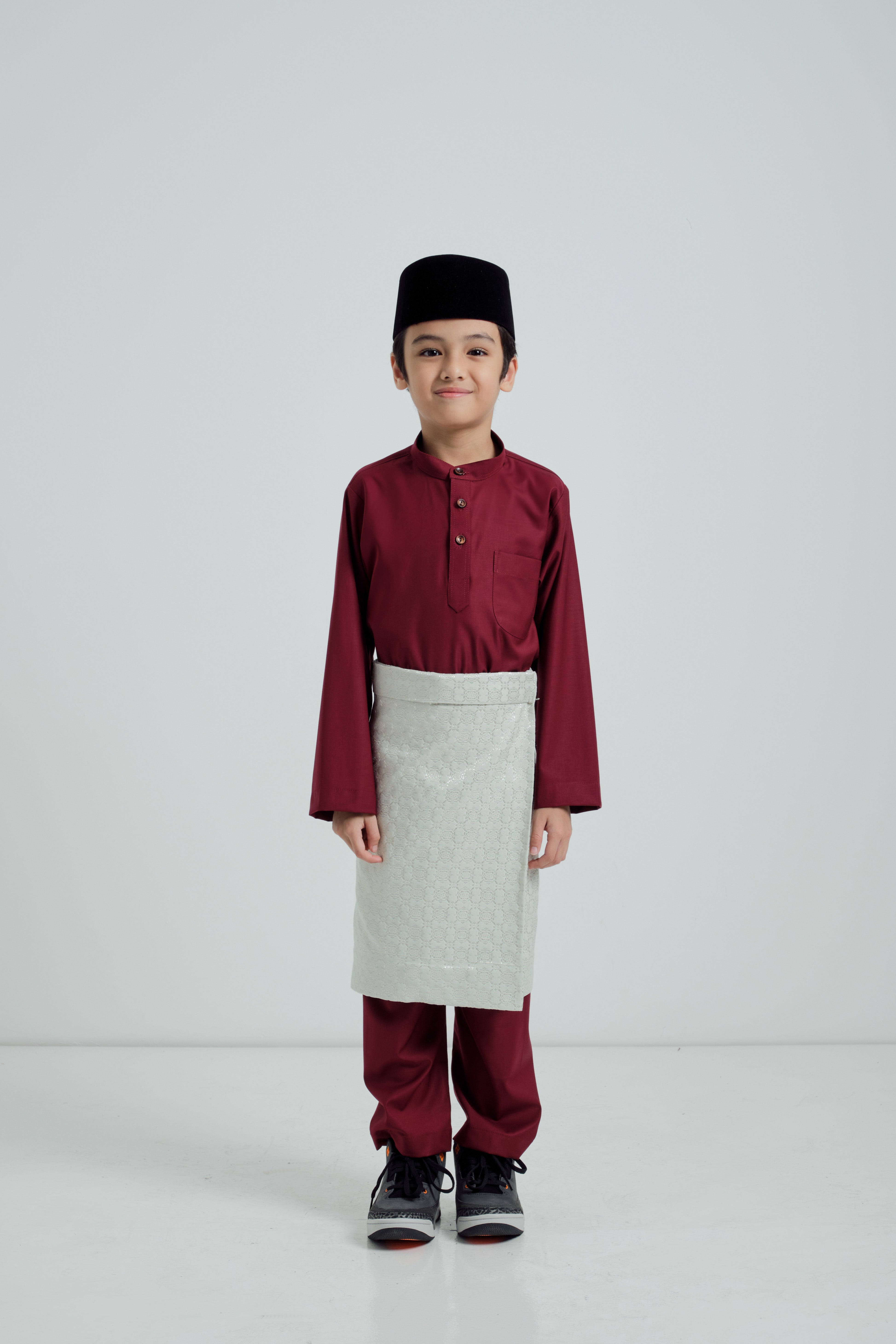 Patawali Boys Baju Melayu Cekak Musang - Mahogany Red