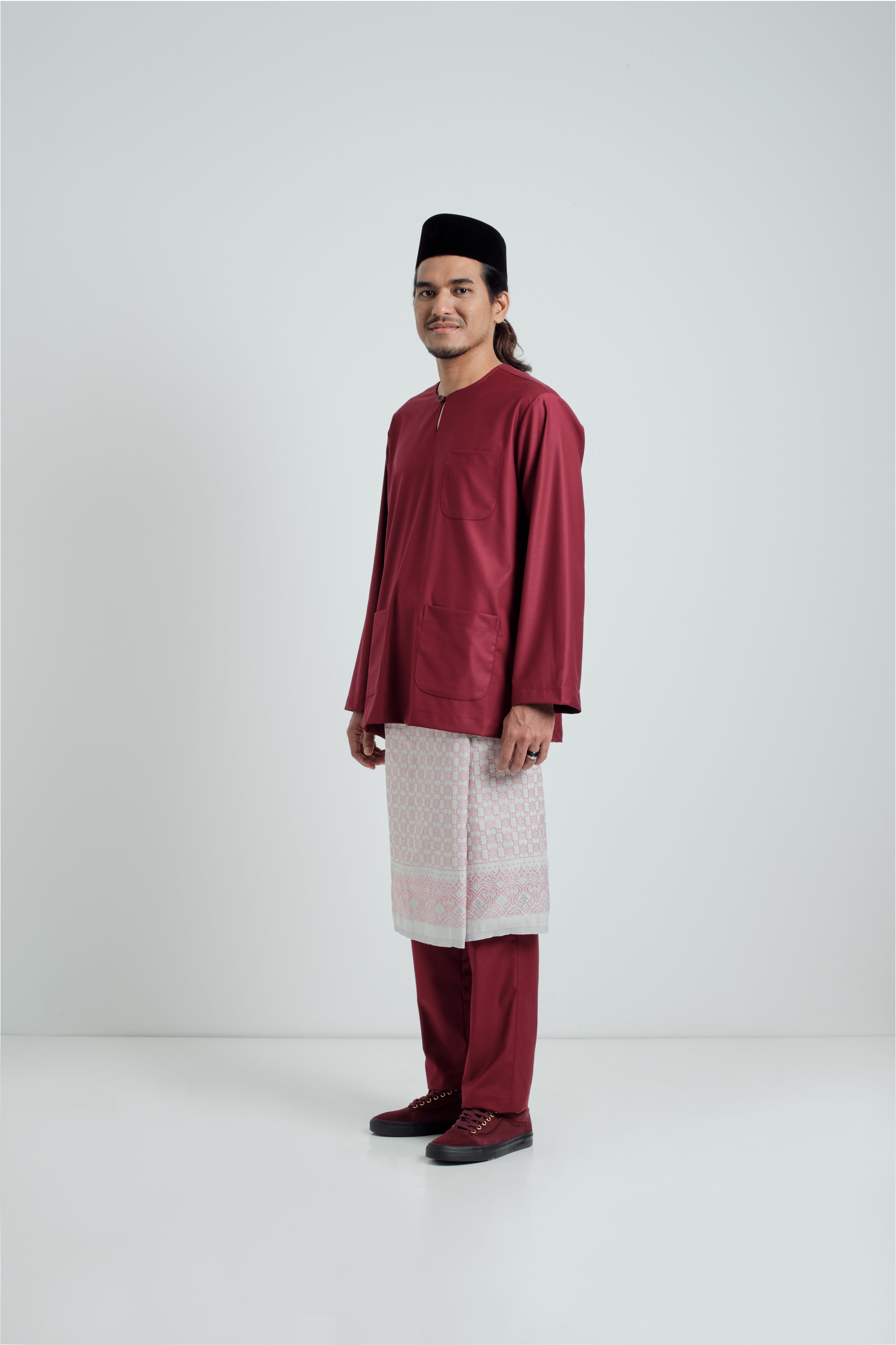 Patawali Classic Fit Baju Melayu Teluk Belanga - Mahogany Red