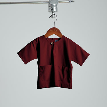 Patawali Baby Boys Baju Melayu Teluk Belanga - Mahogany Red