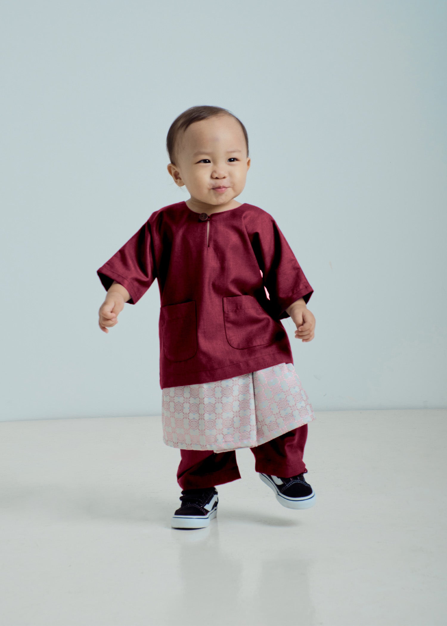 Patawali Baby Boys Baju Melayu Teluk Belanga - Mahogany Red