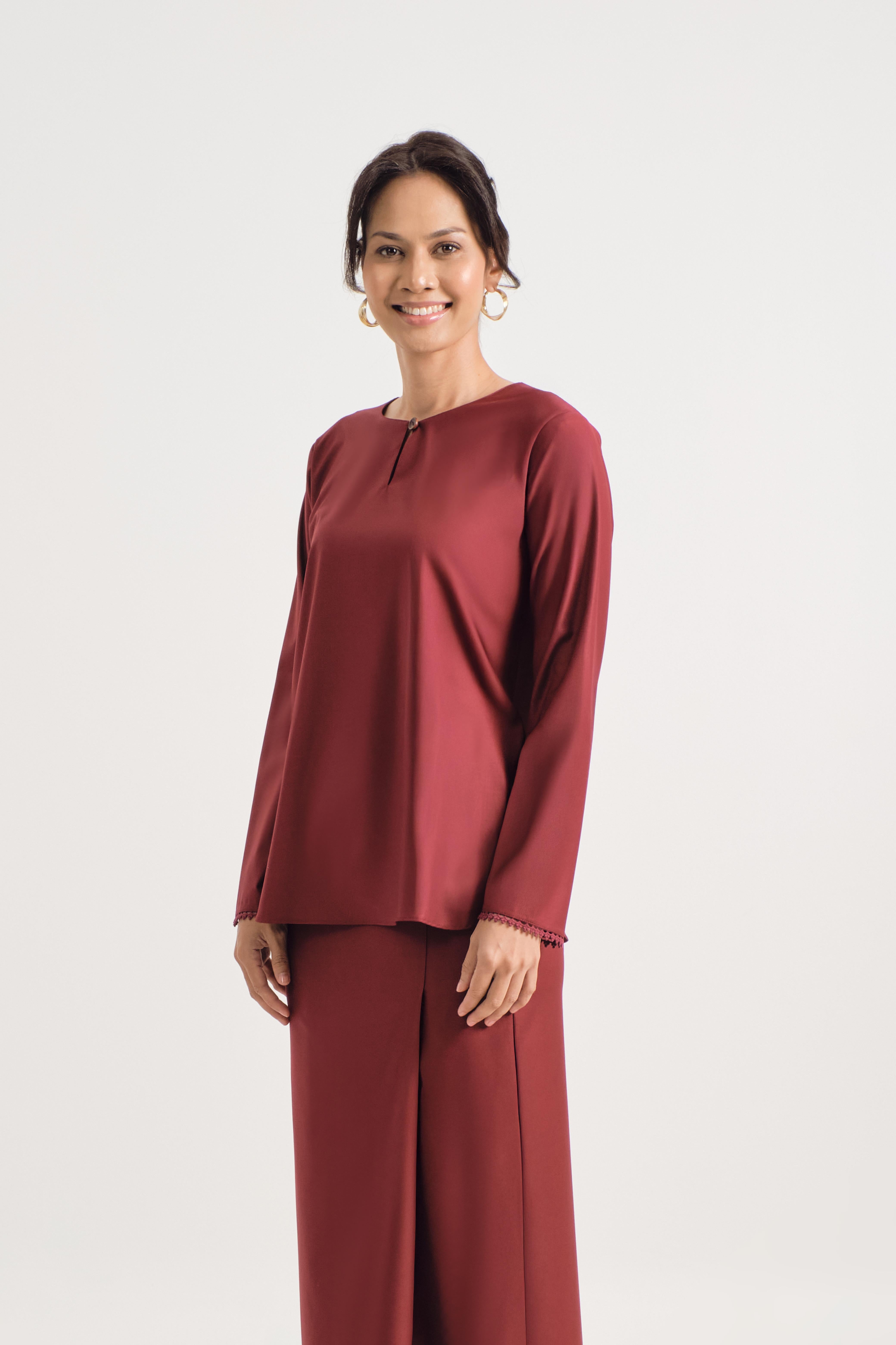 Patawali Baju Kurung - Mahogany Red