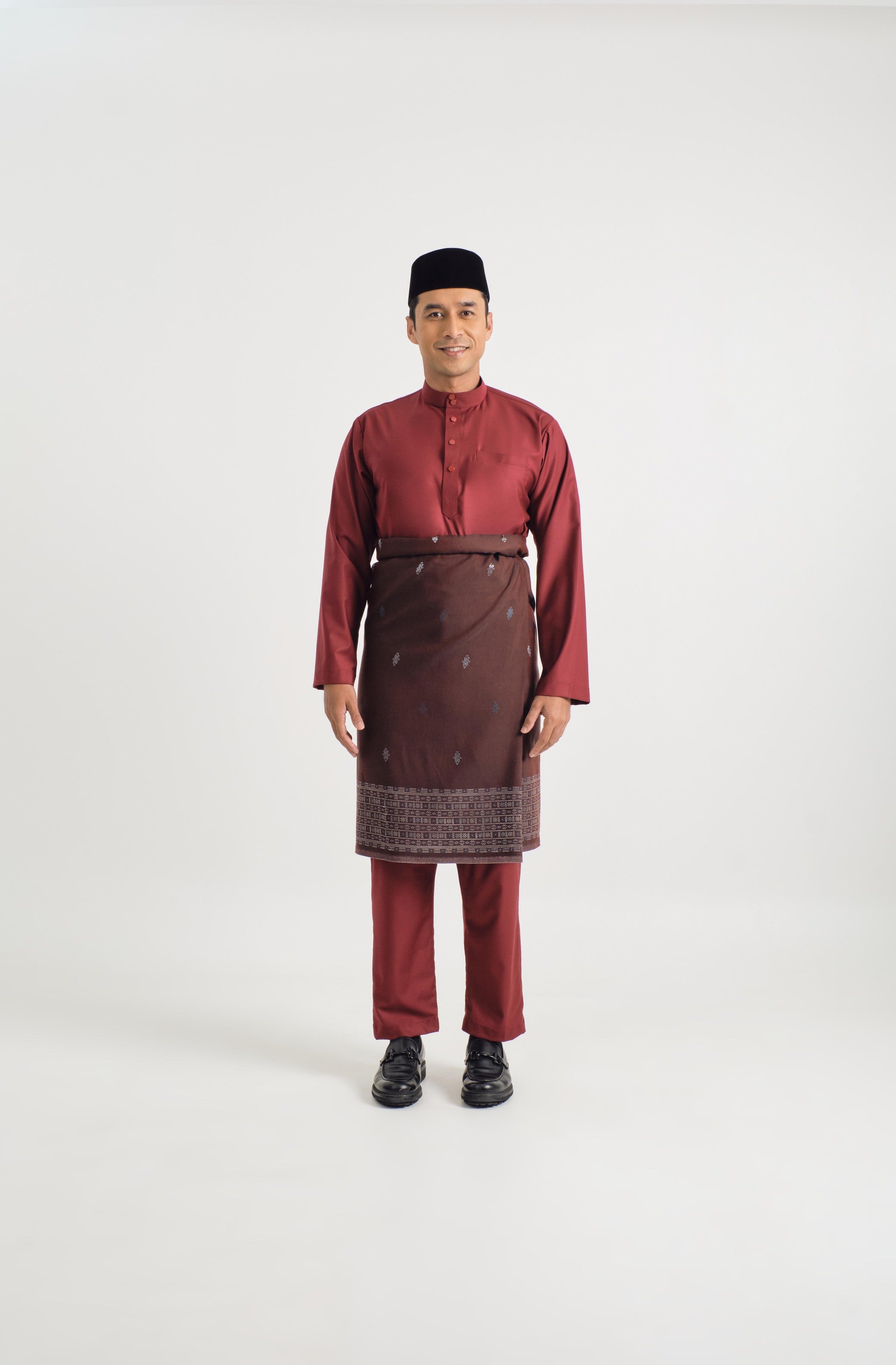 Patawali Baju Melayu Cekak Musang - Mahogany Red