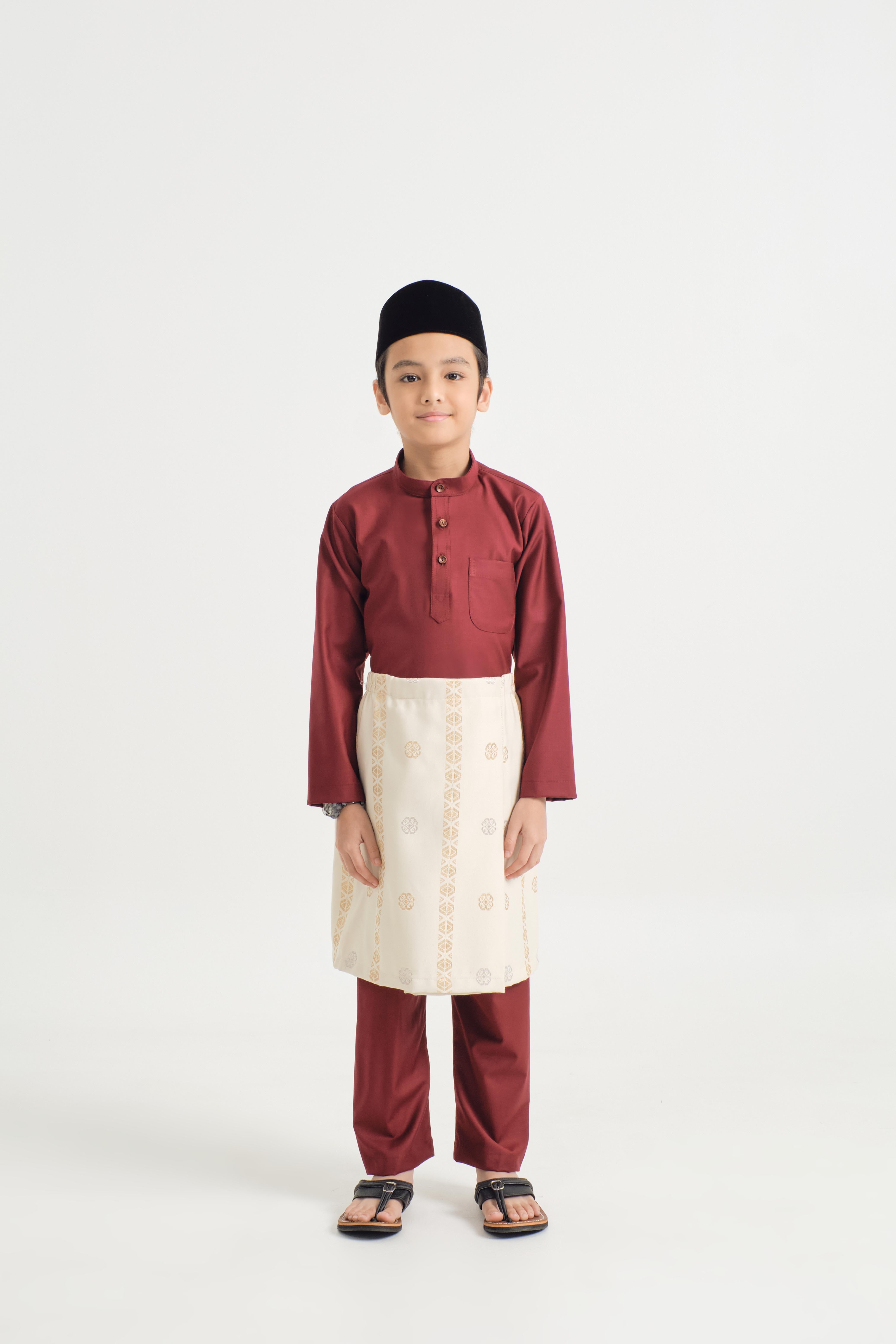 Patawali Boys Baju Melayu Cekak Musang - Mahogany Red