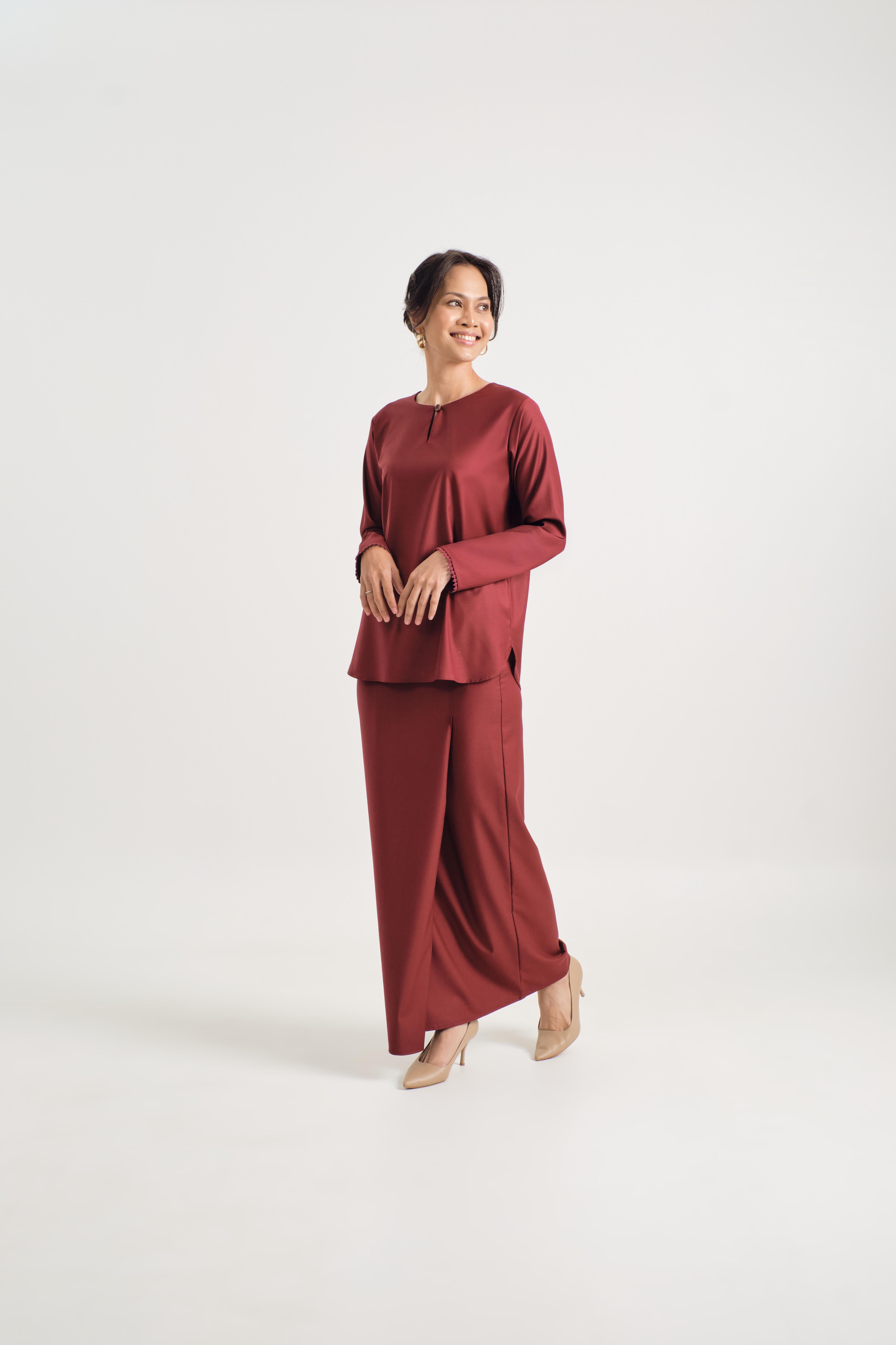 Patawali Baju Kurung - Mahogany Red