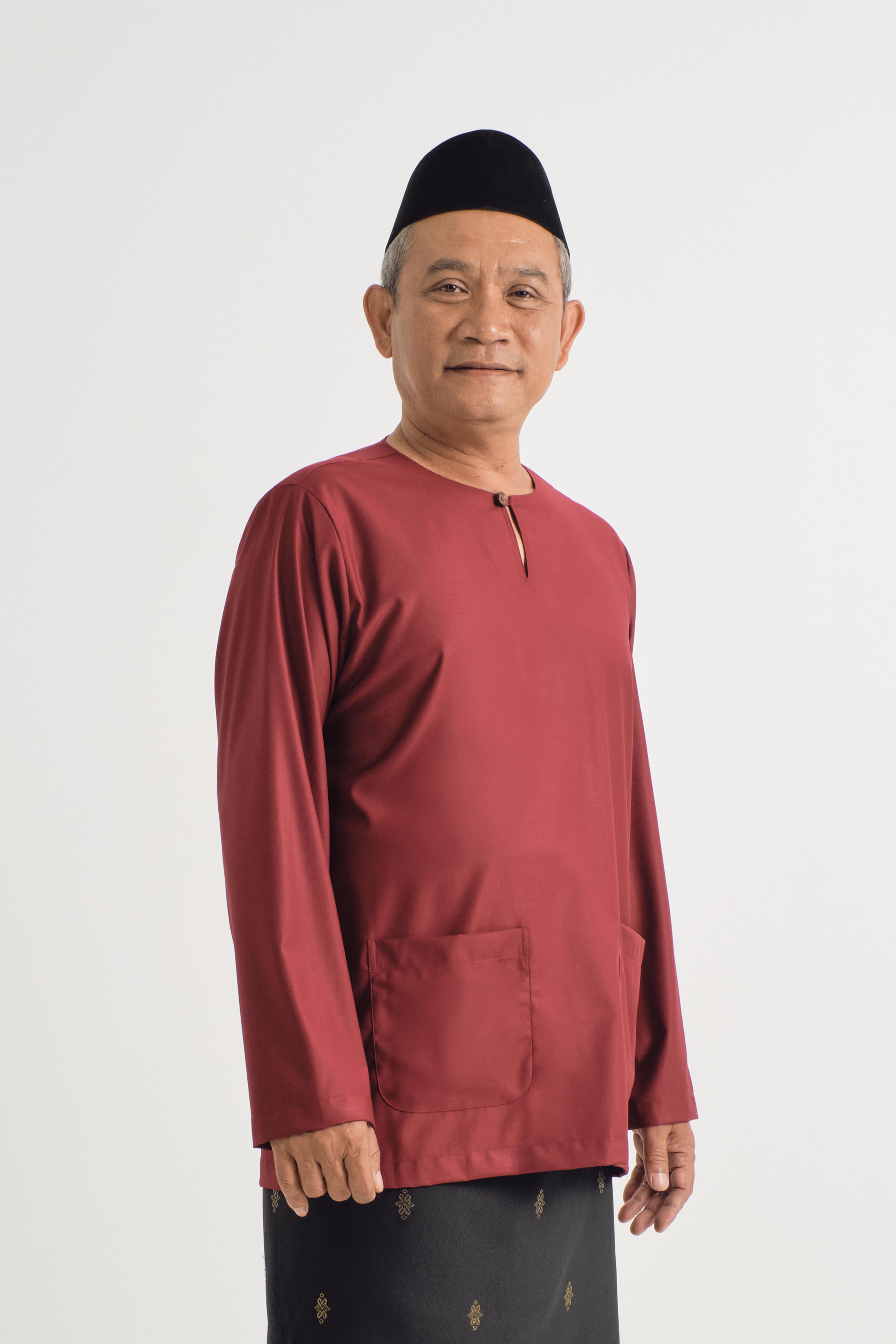 Patawali Modern Fit Baju Melayu Teluk Belanga - Mahogany Red