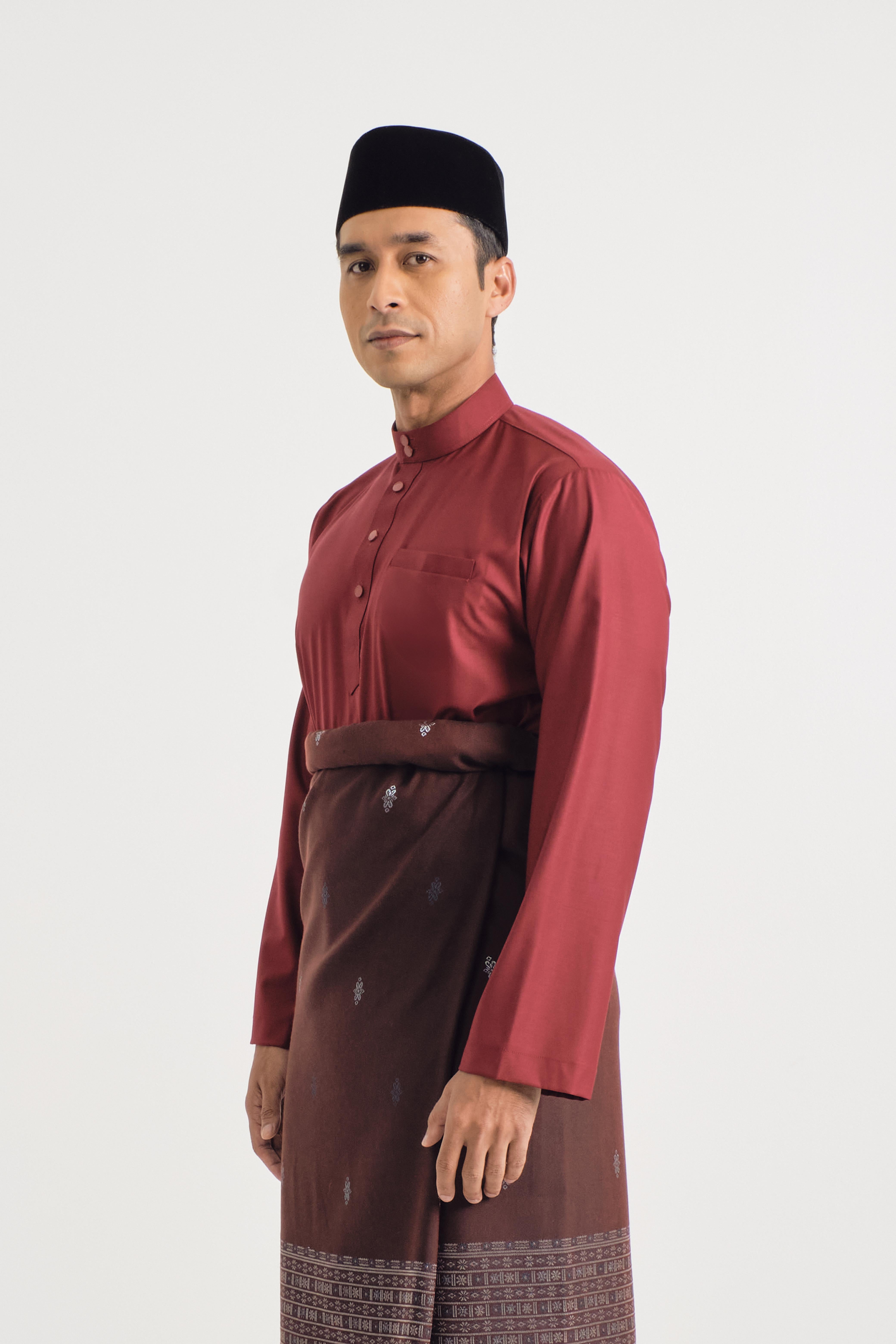 Patawali Baju Melayu Cekak Musang - Mahogany Red