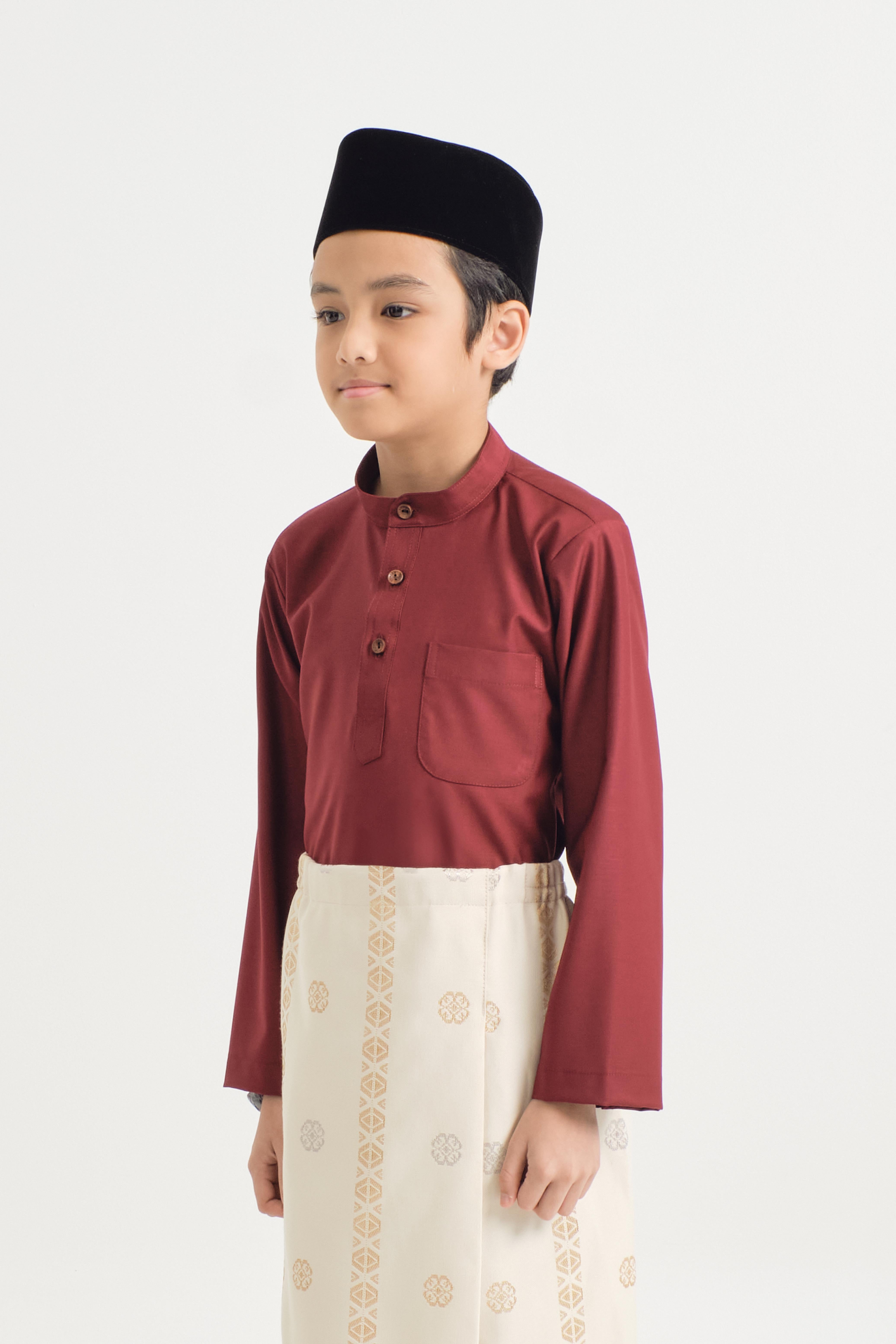 Patawali Boys Baju Melayu Cekak Musang - Mahogany Red