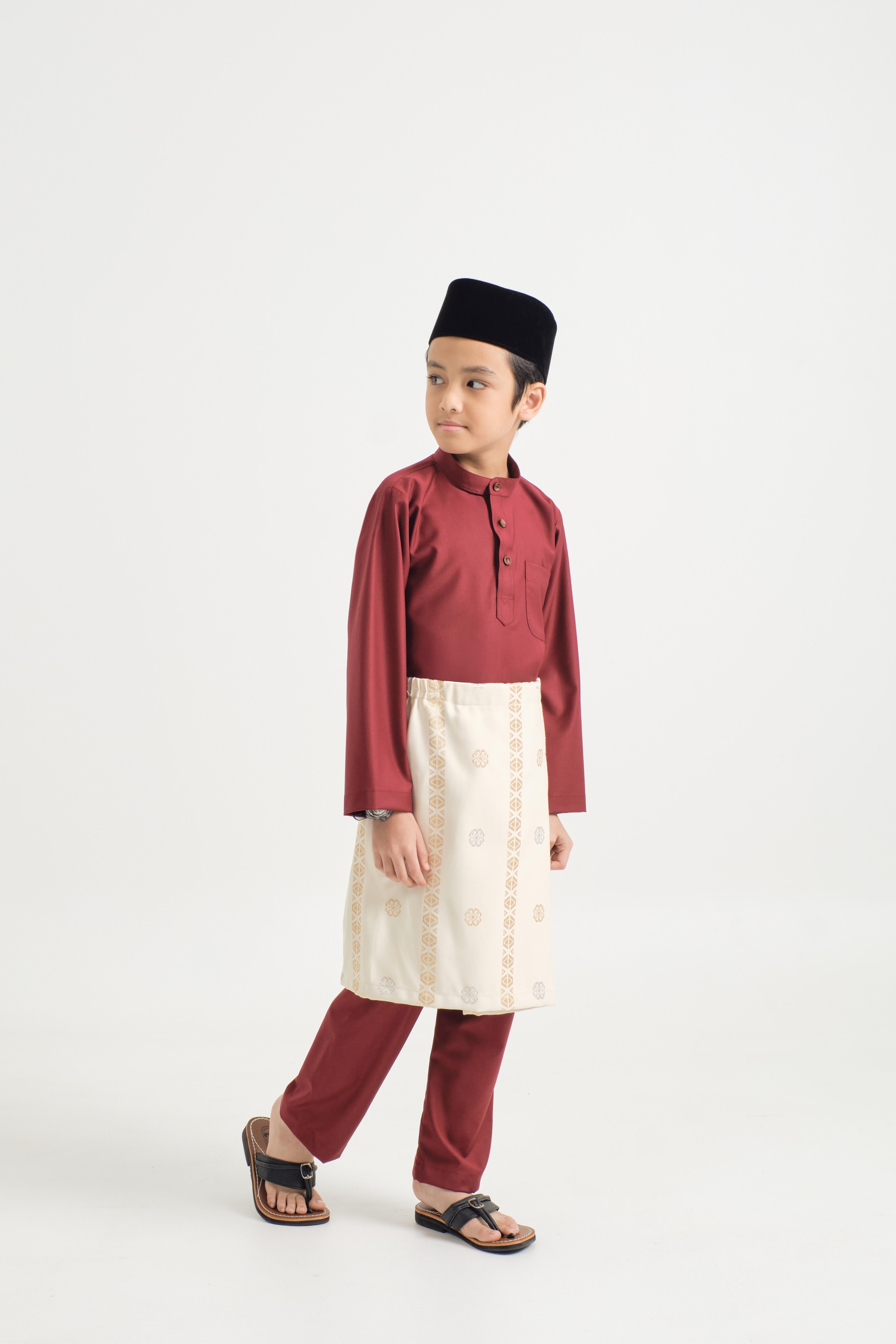 Patawali Boys Baju Melayu Cekak Musang - Mahogany Red