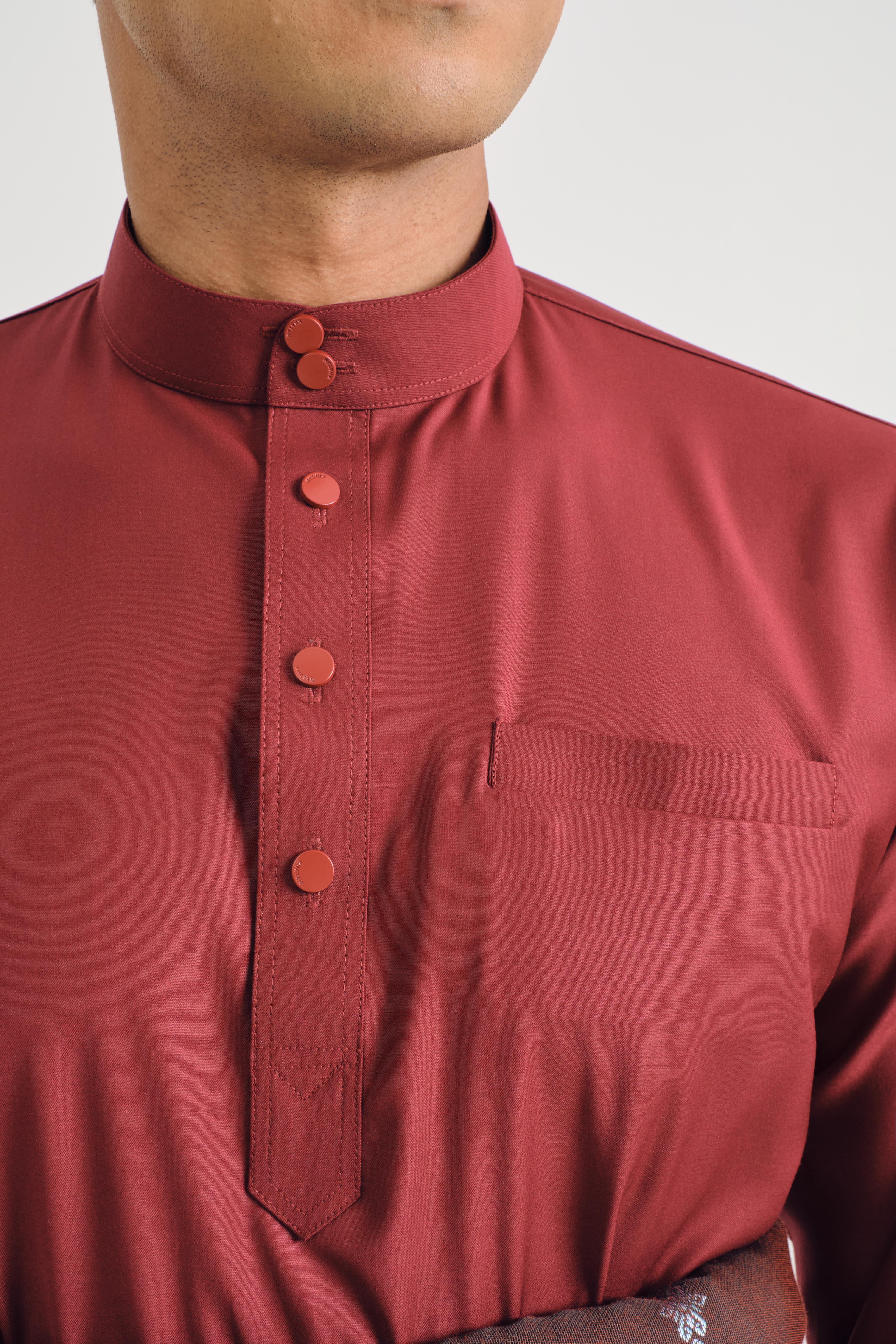 Patawali Baju Melayu Cekak Musang - Mahogany Red