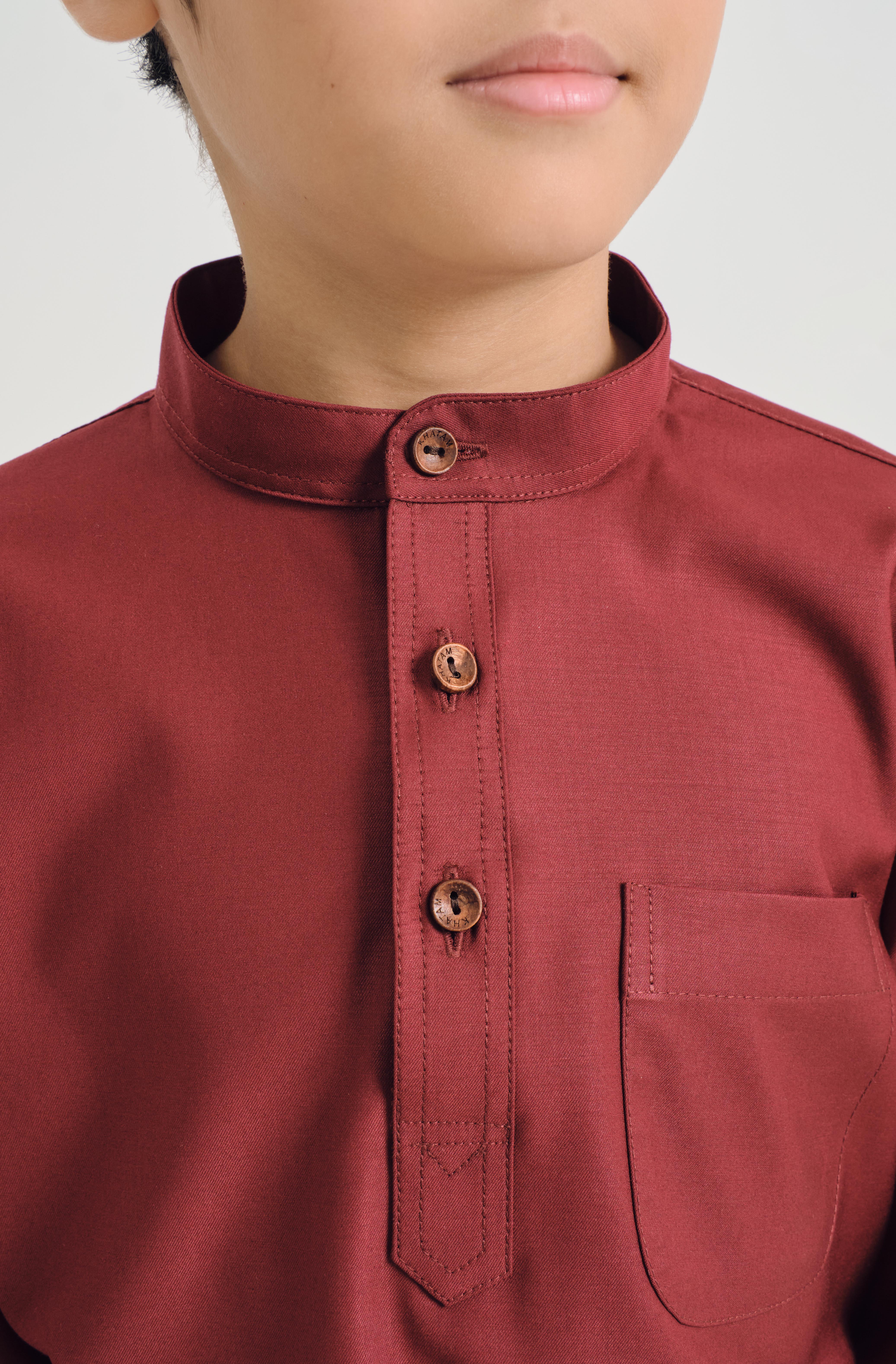 Patawali Boys Baju Melayu Cekak Musang - Mahogany Red