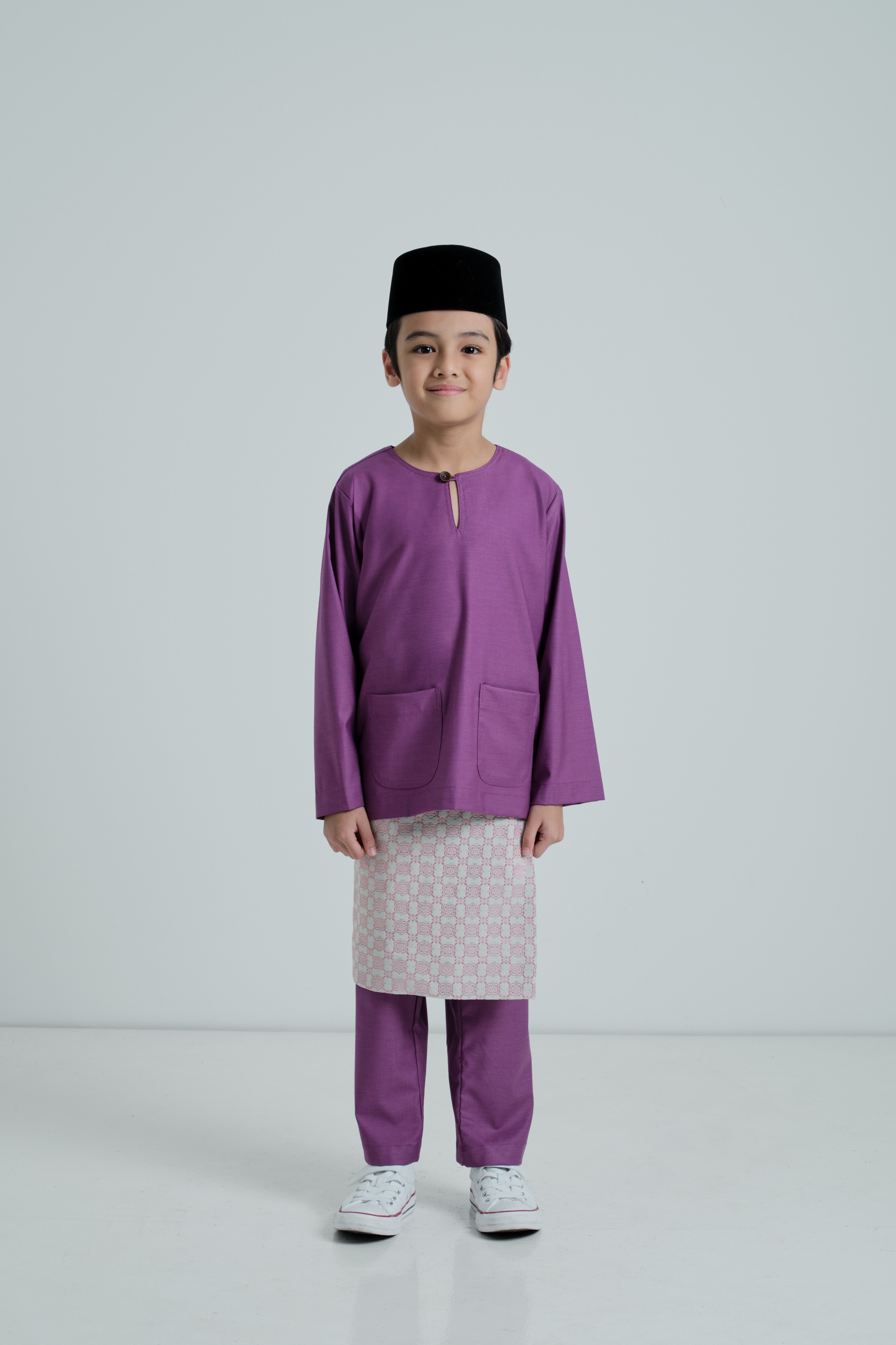 Patawali Boys Baju Melayu Teluk Belanga - Medium Orchid
