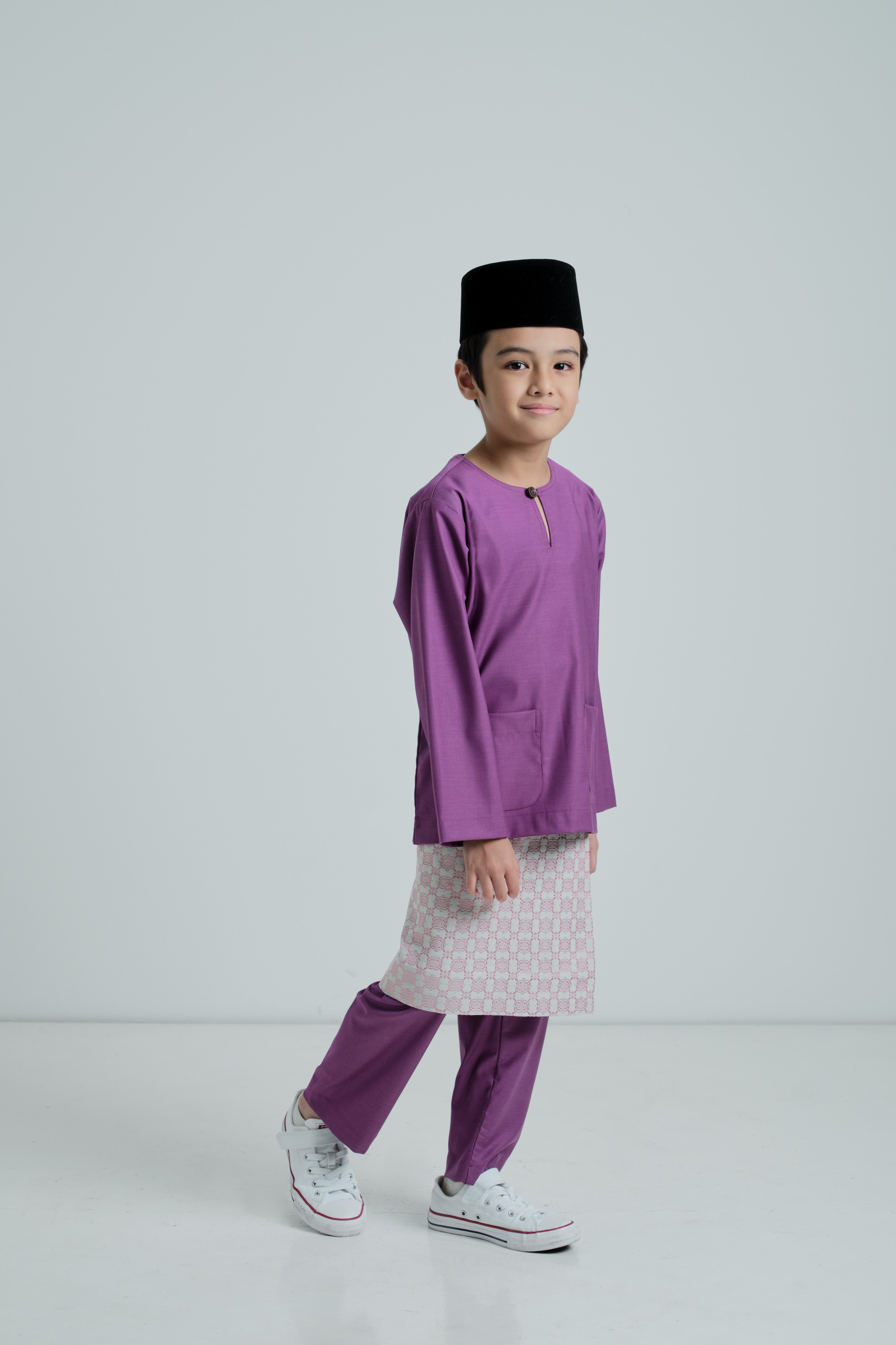 Patawali Boys Baju Melayu Teluk Belanga - Medium Orchid