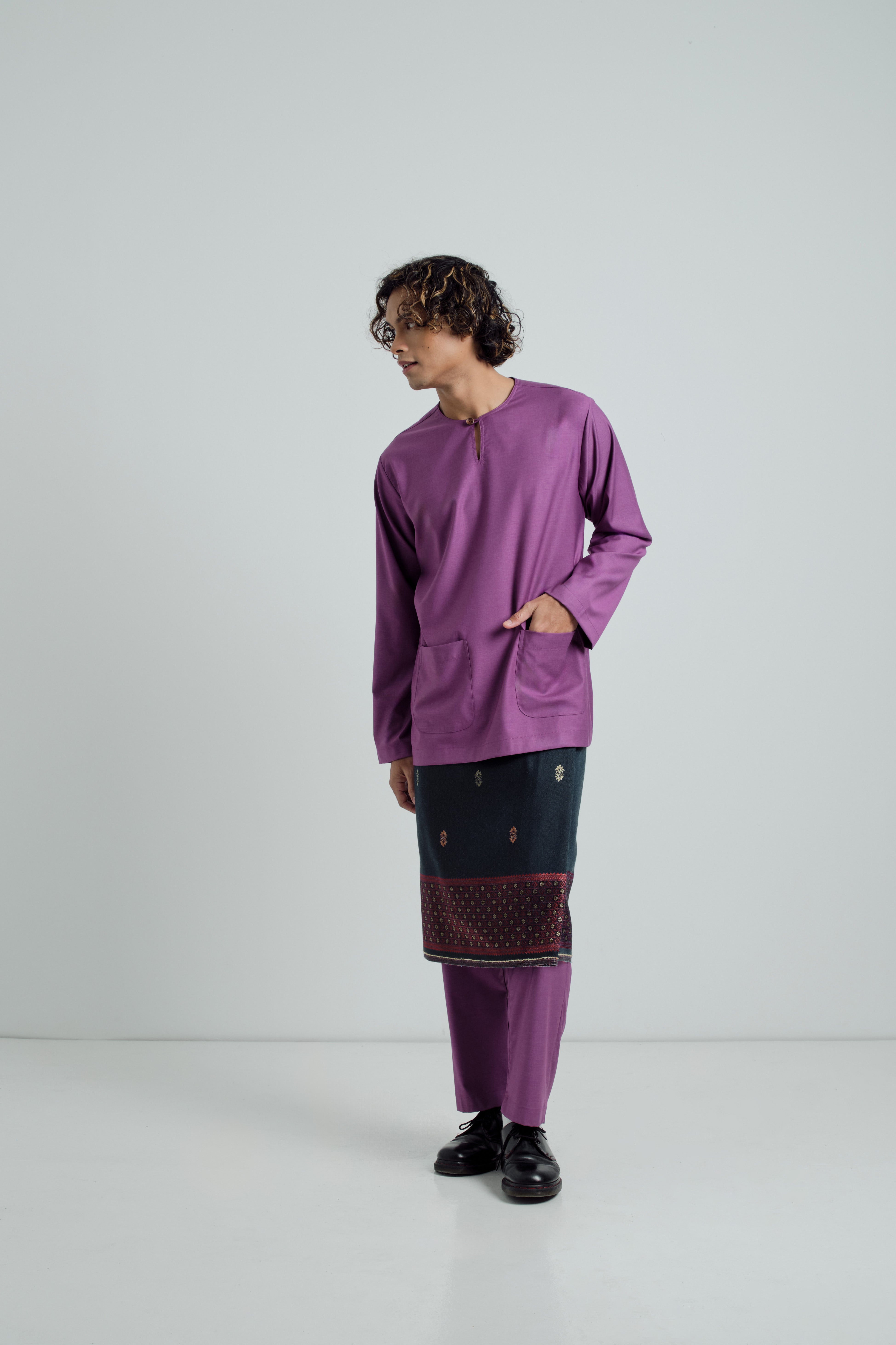 Patawali Modern Fit Baju Melayu Teluk Belanga - Medium Orchid