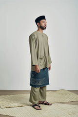 OG' Series Baju Melayu Teluk Belanga Klasik Seluar Moden - Hijau Lumut