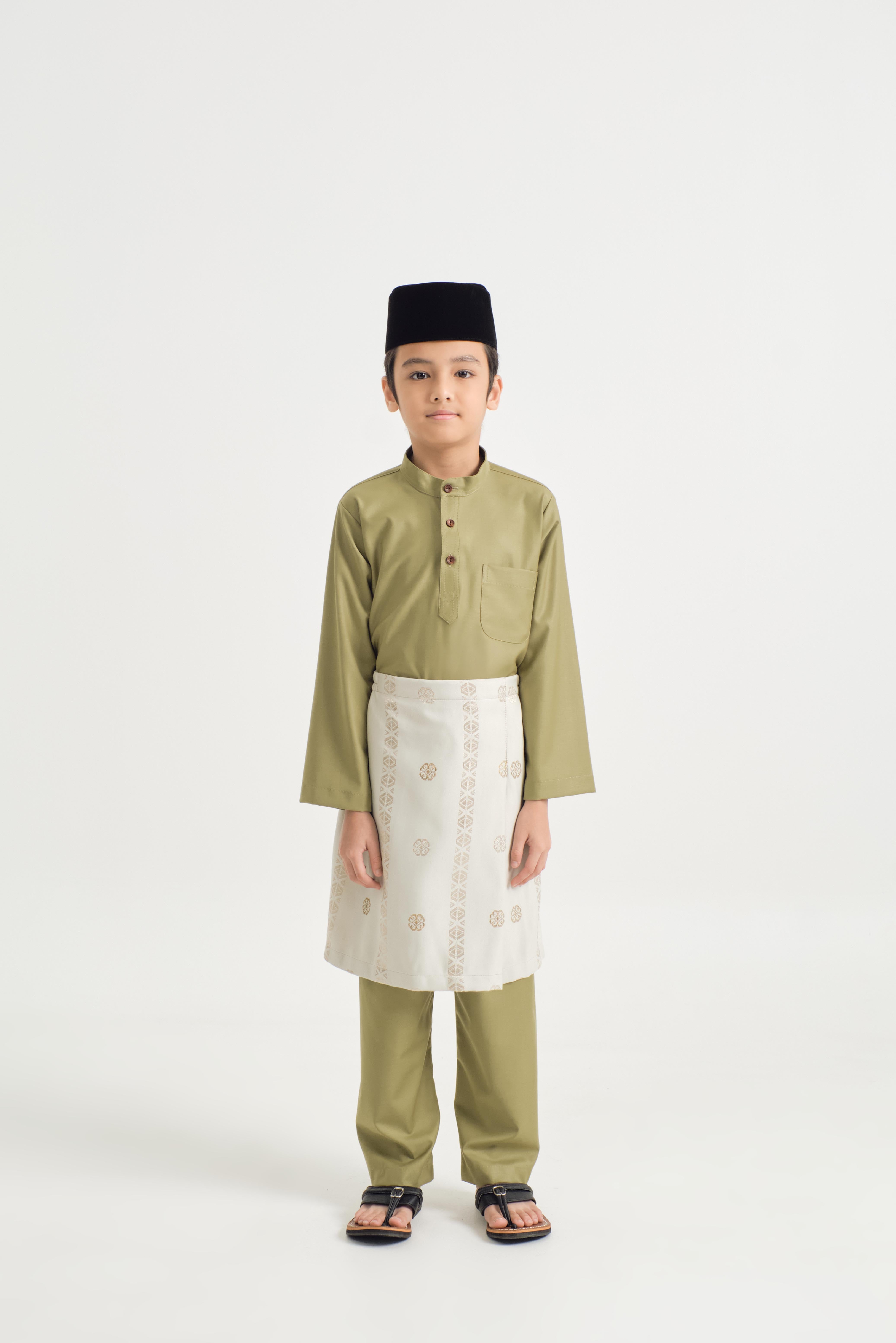 Patawali Boys Baju Melayu Cekak Musang - Moss Green