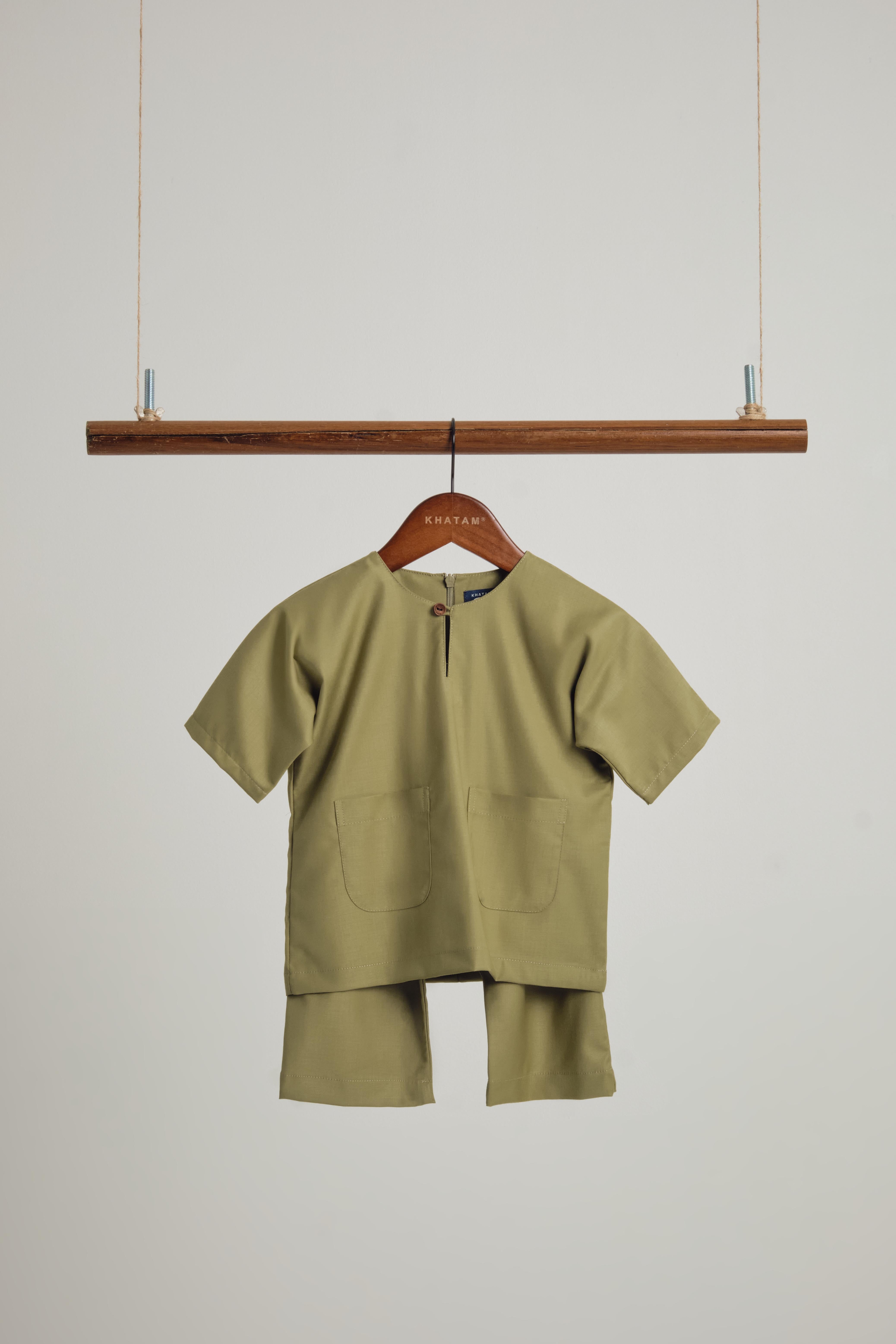 Patawali Baby Boys Baju Melayu Teluk Belanga - Moss Green