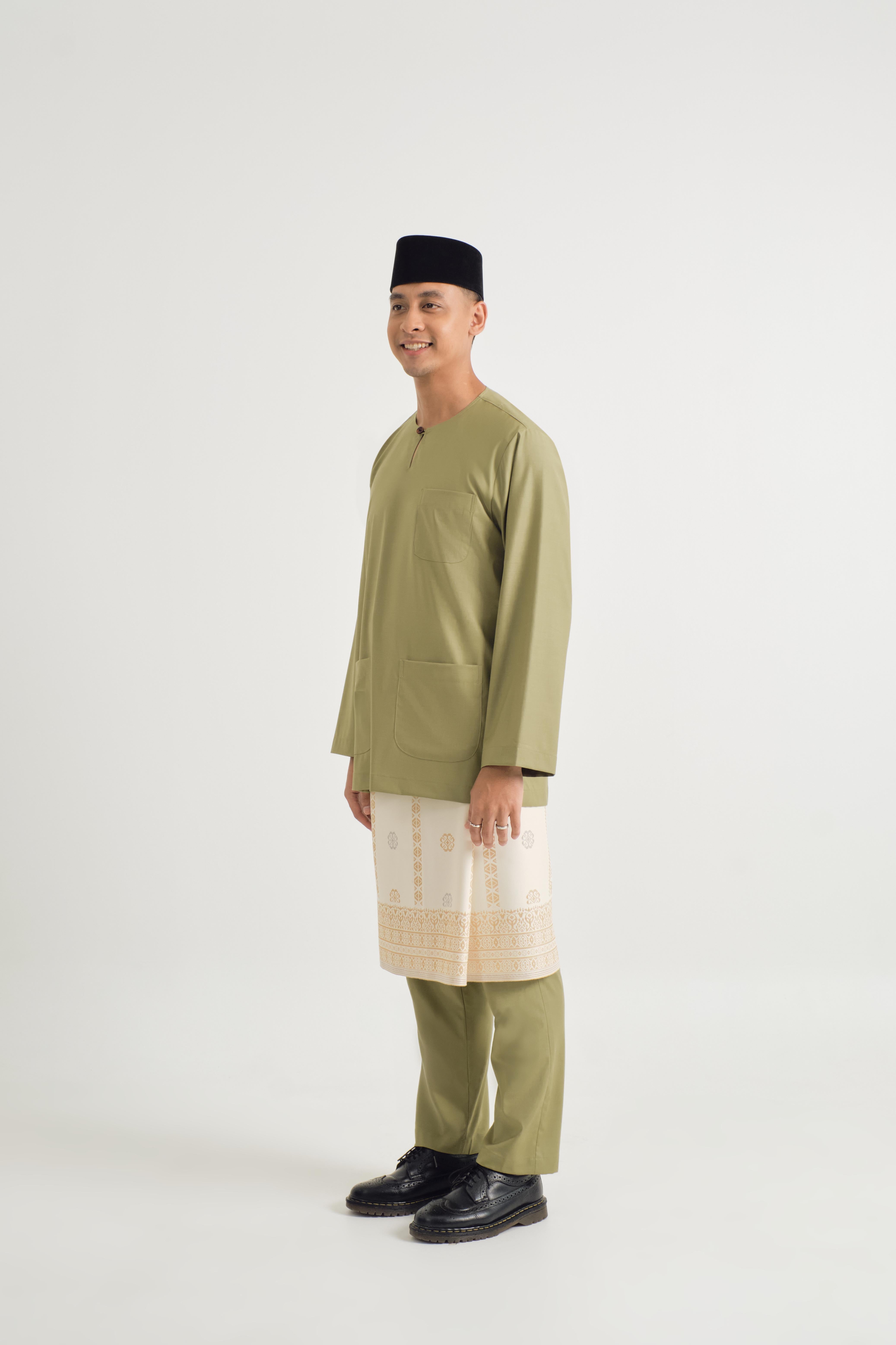 Patawali Classic Fit Baju Melayu Teluk Belanga - Moss Green