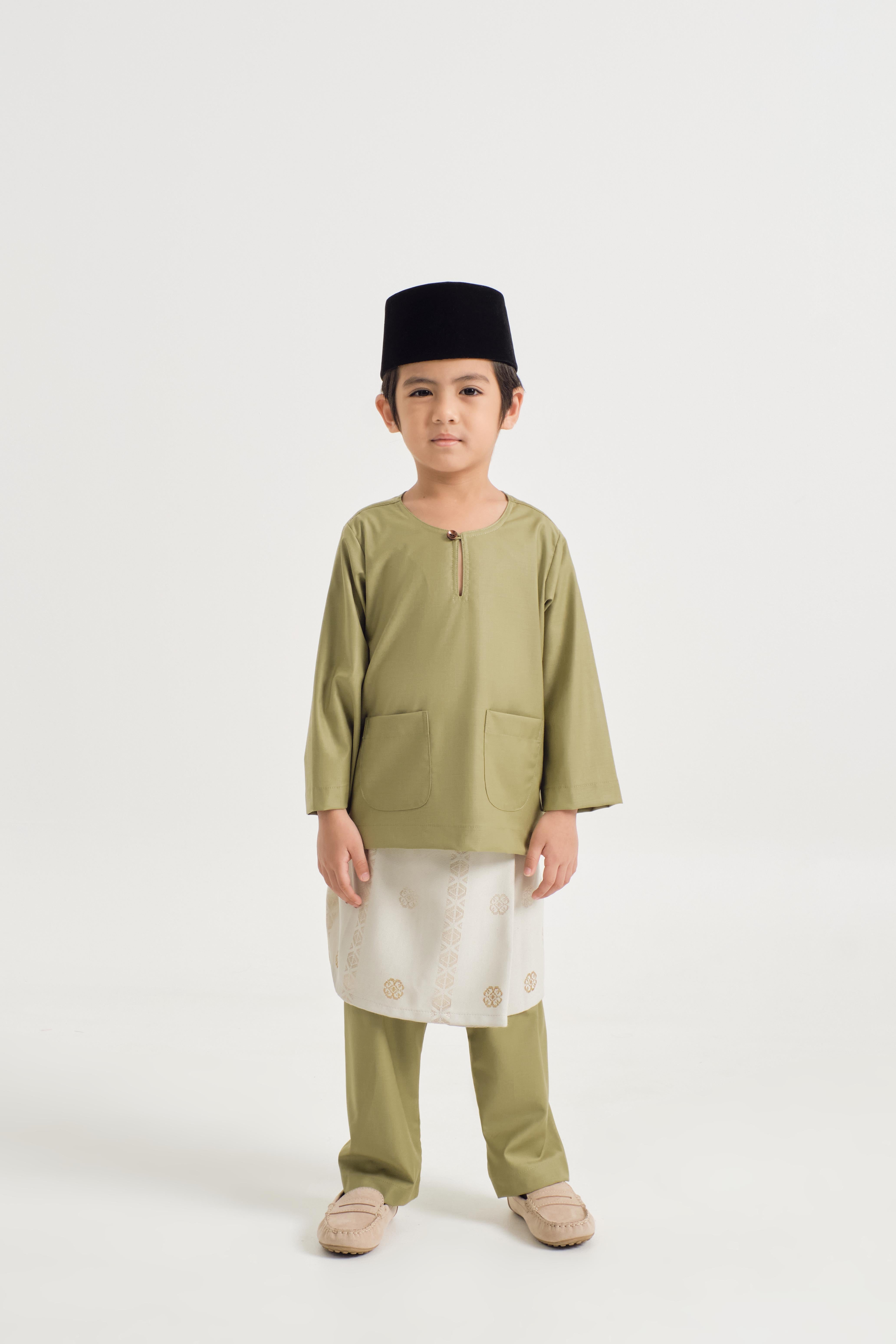 Patawali Boys Baju Melayu Teluk Belanga - Moss Green