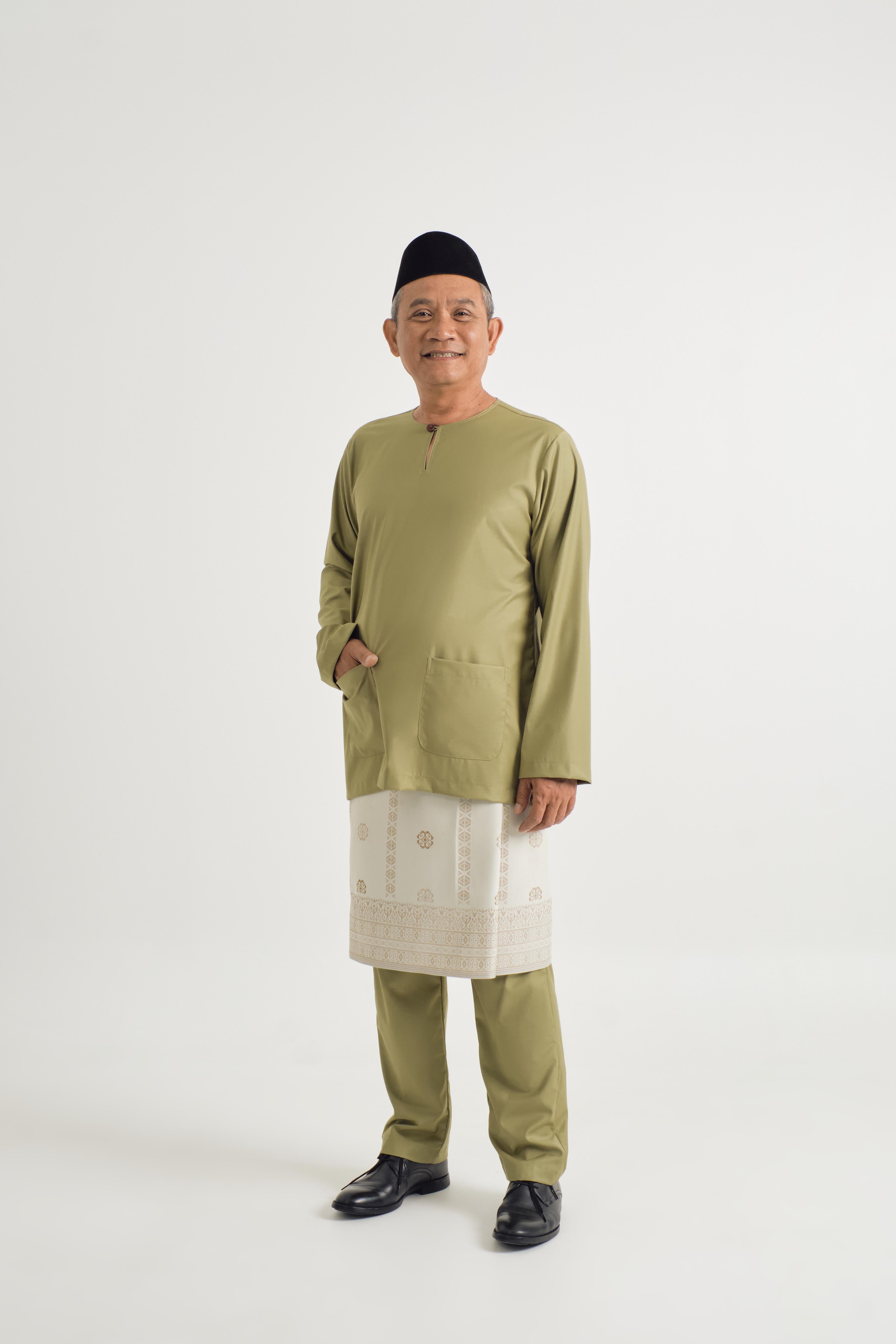 Patawali Modern Fit Baju Melayu Teluk Belanga - Moss Green