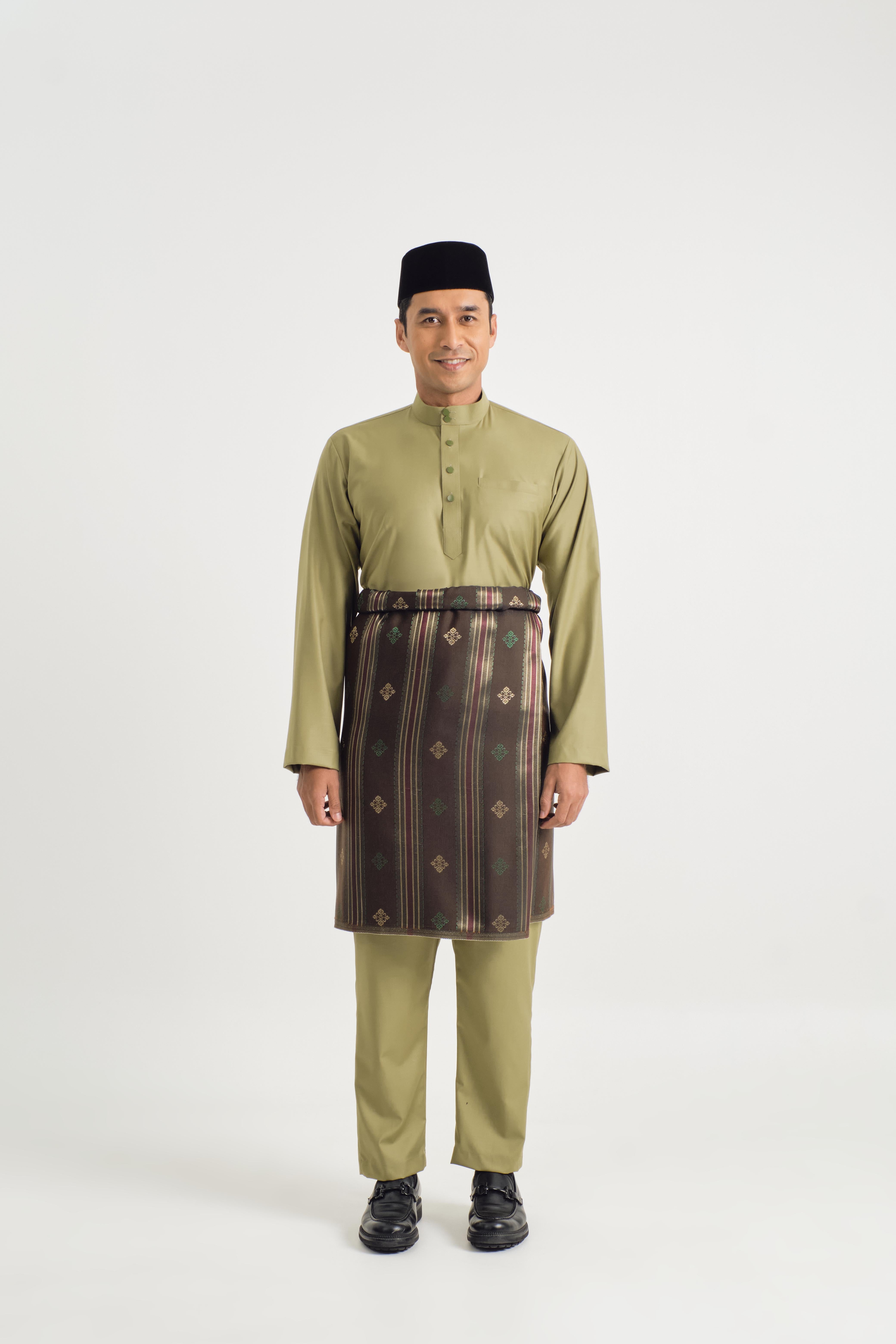 Patawali Baju Melayu Cekak Musang - Moss Green