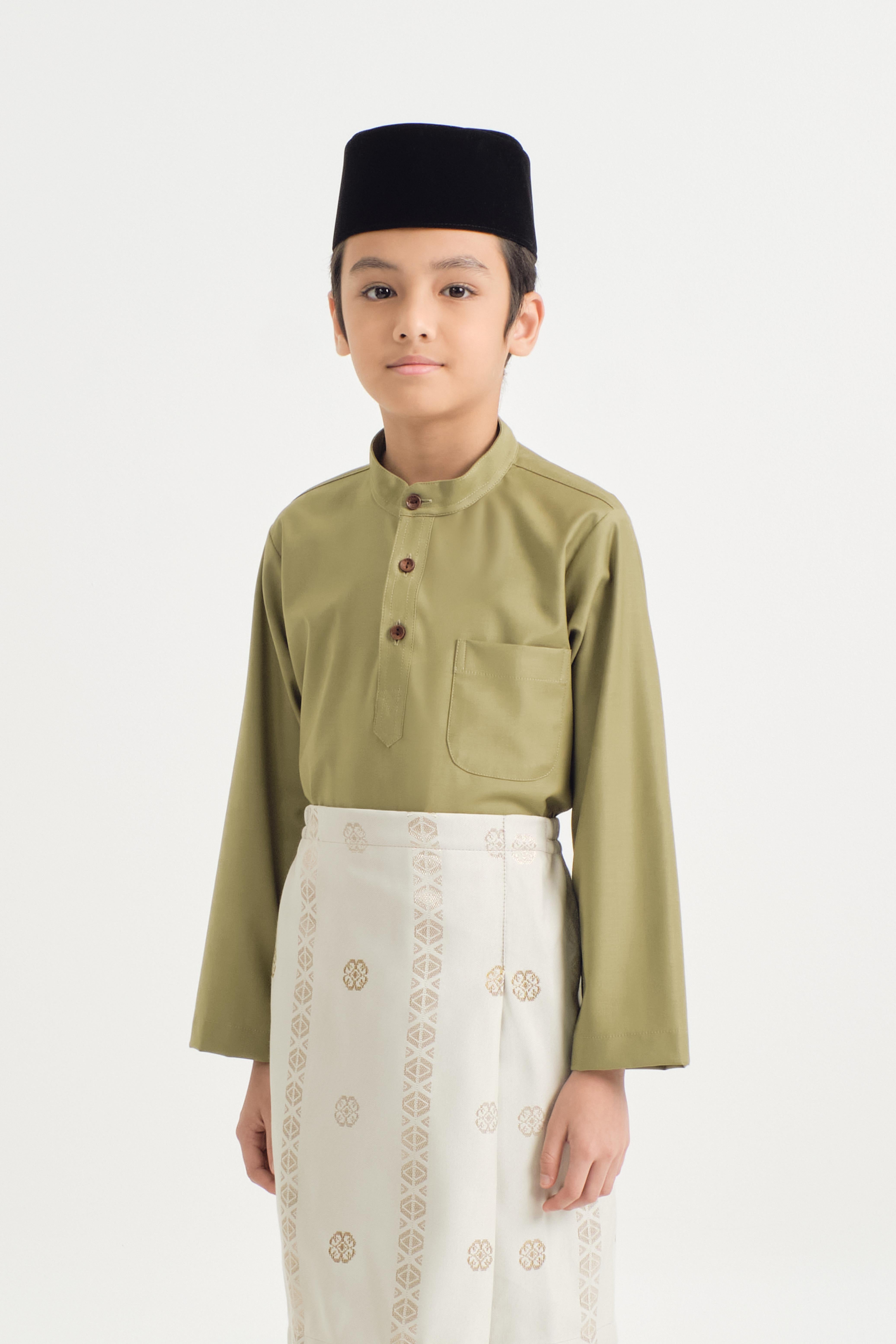 Patawali Boys Baju Melayu Cekak Musang - Moss Green