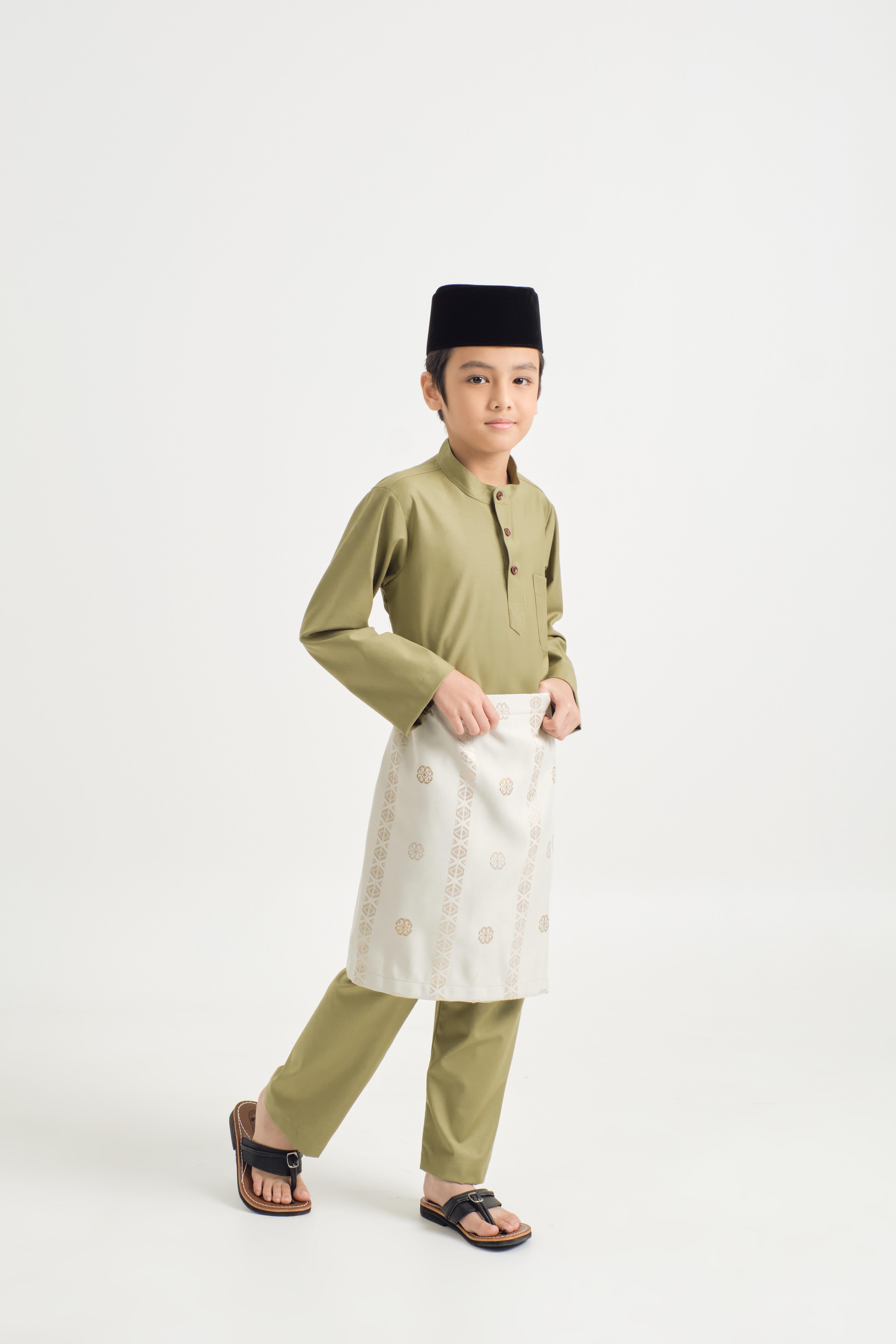 Patawali Boys Baju Melayu Cekak Musang - Moss Green