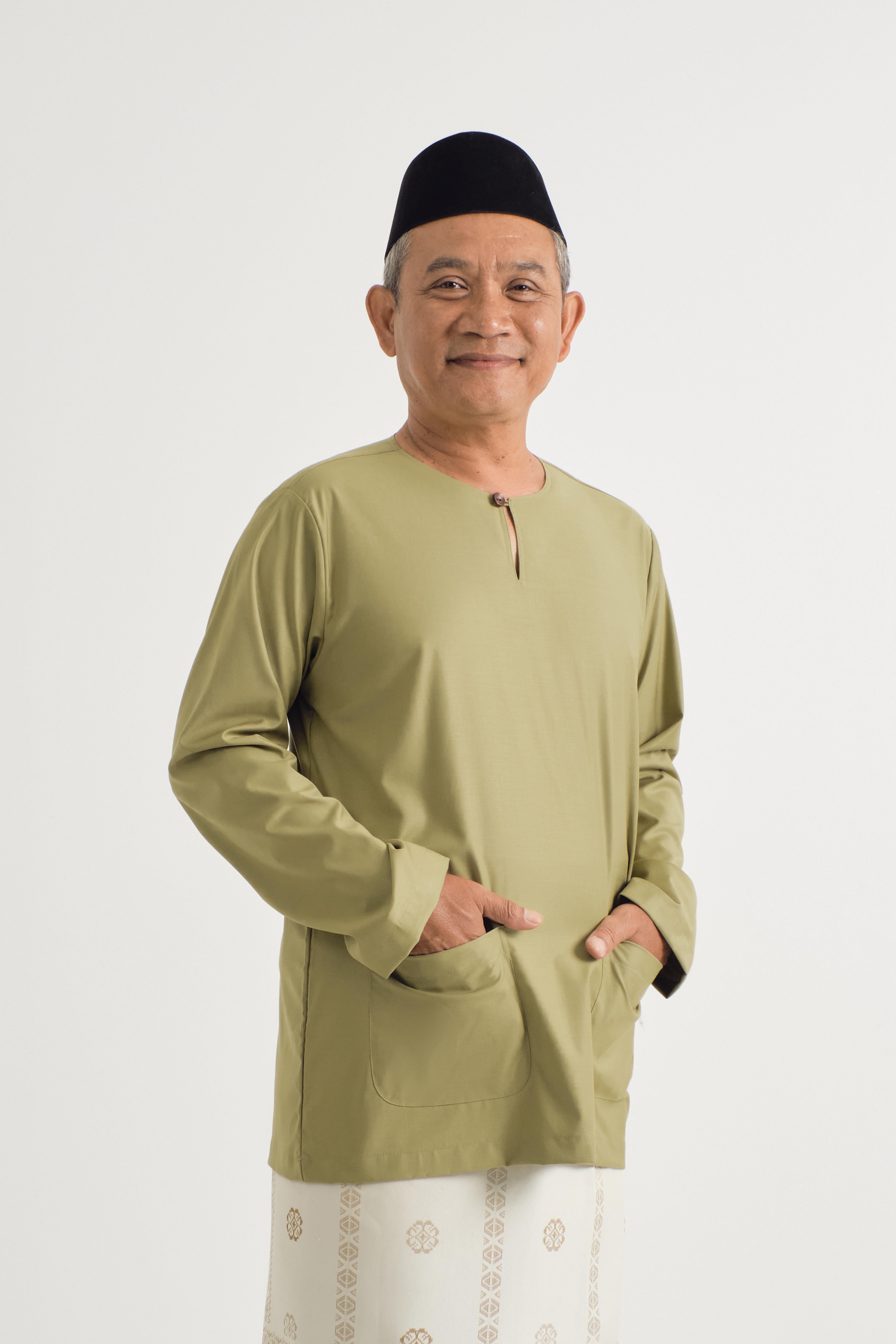 Patawali Modern Fit Baju Melayu Teluk Belanga - Moss Green