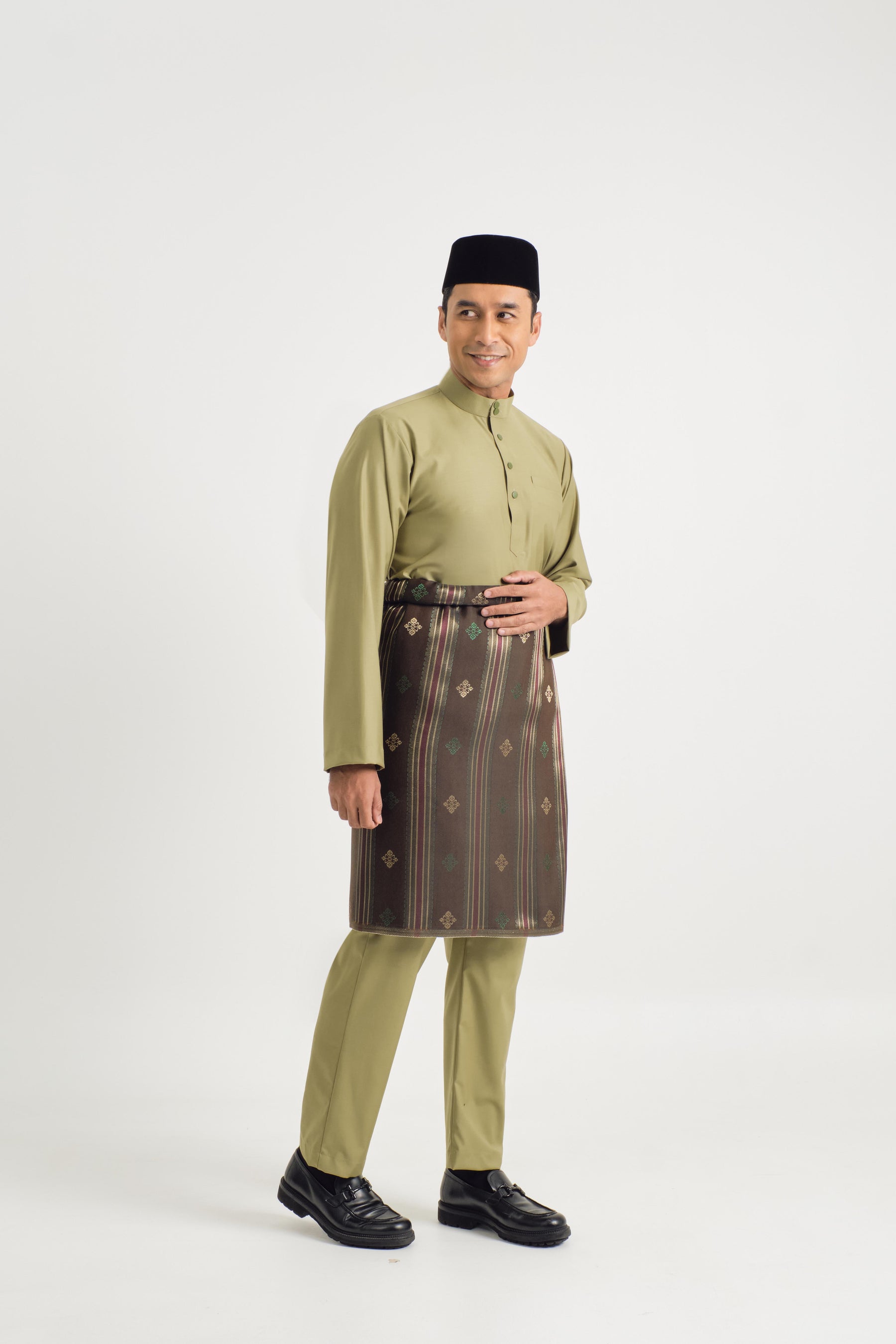 Patawali Baju Melayu Cekak Musang - Moss Green