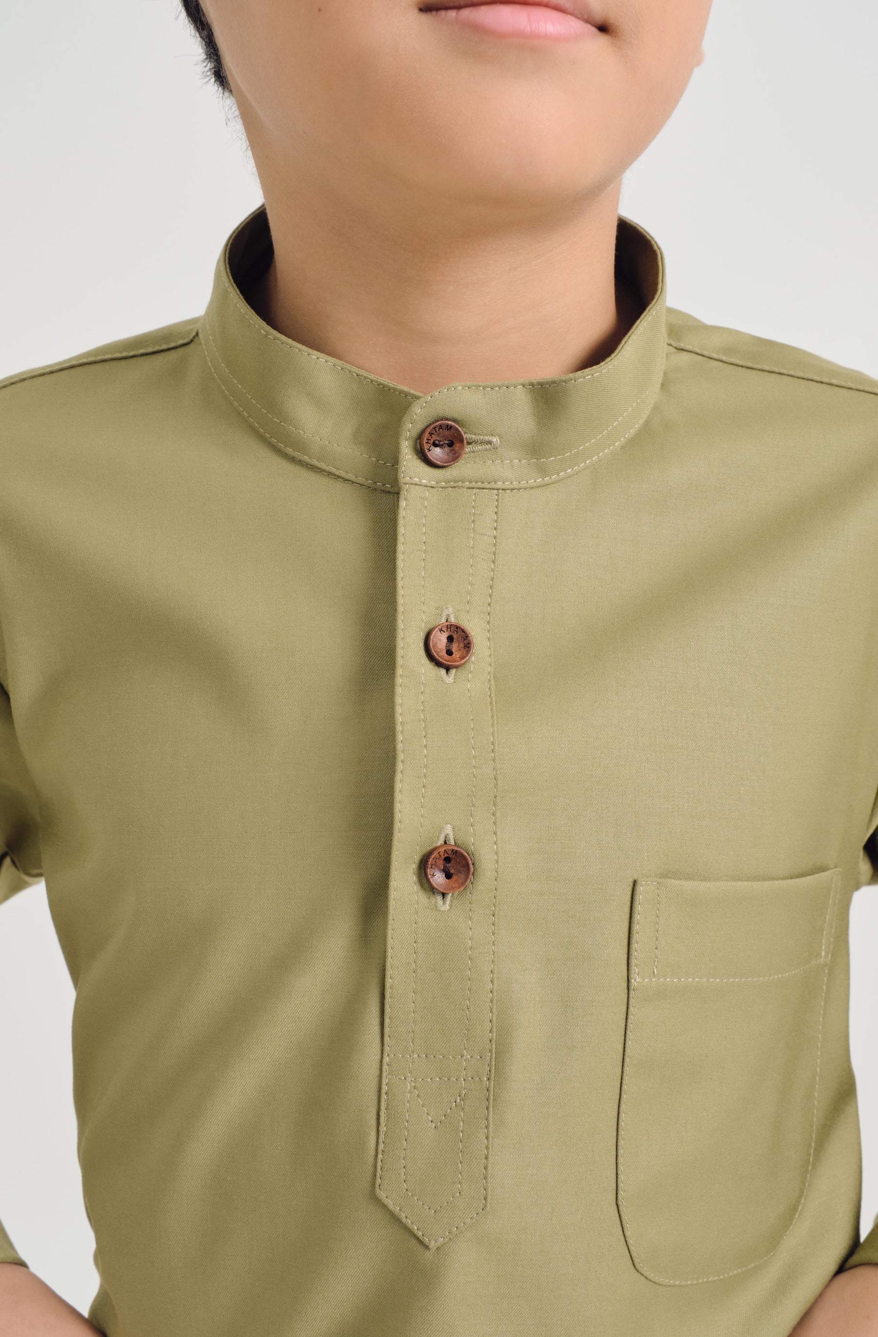 Patawali Boys Baju Melayu Cekak Musang - Moss Green