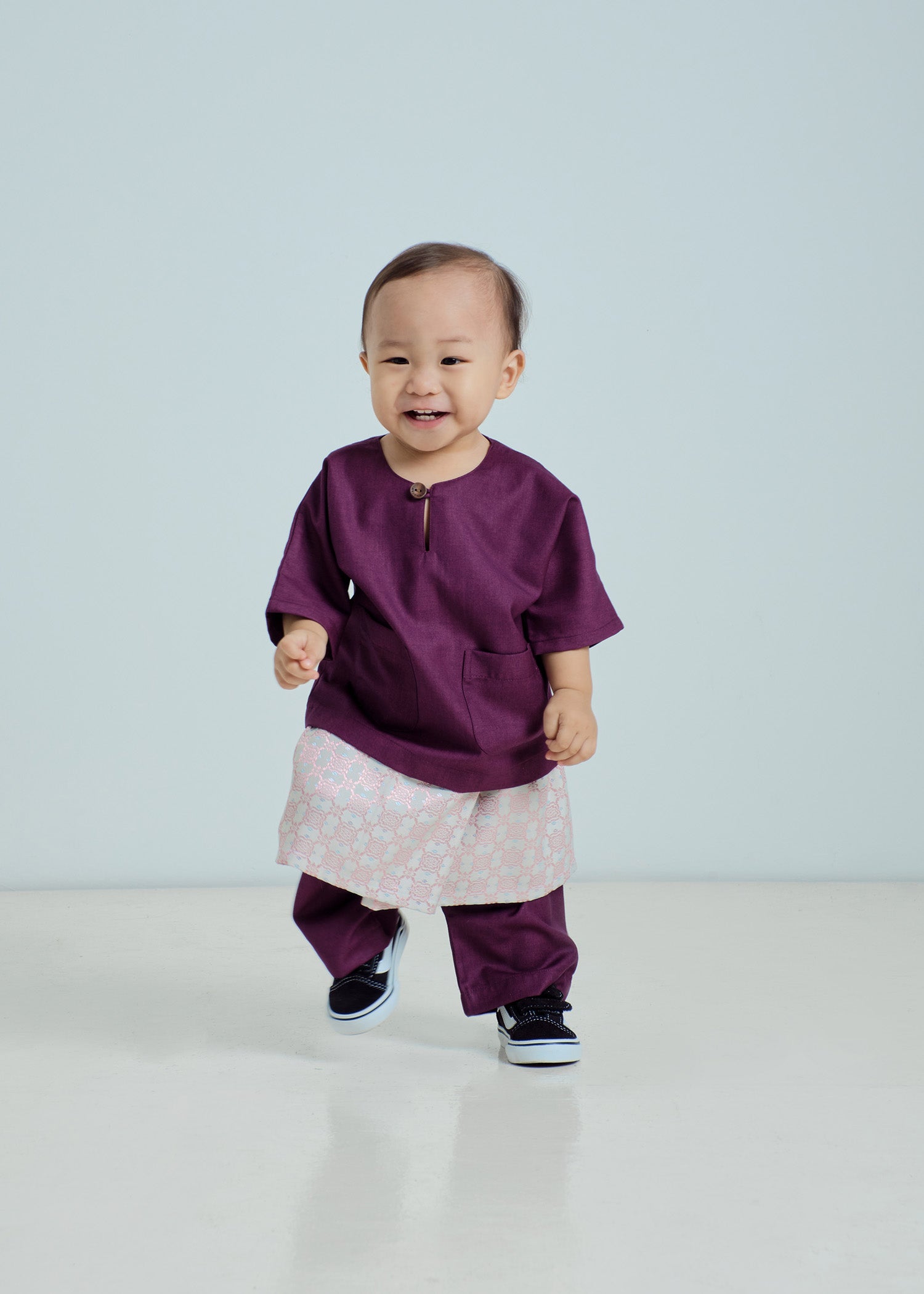 Patawali Baby Boys Baju Melayu Teluk Belanga - Mulberry