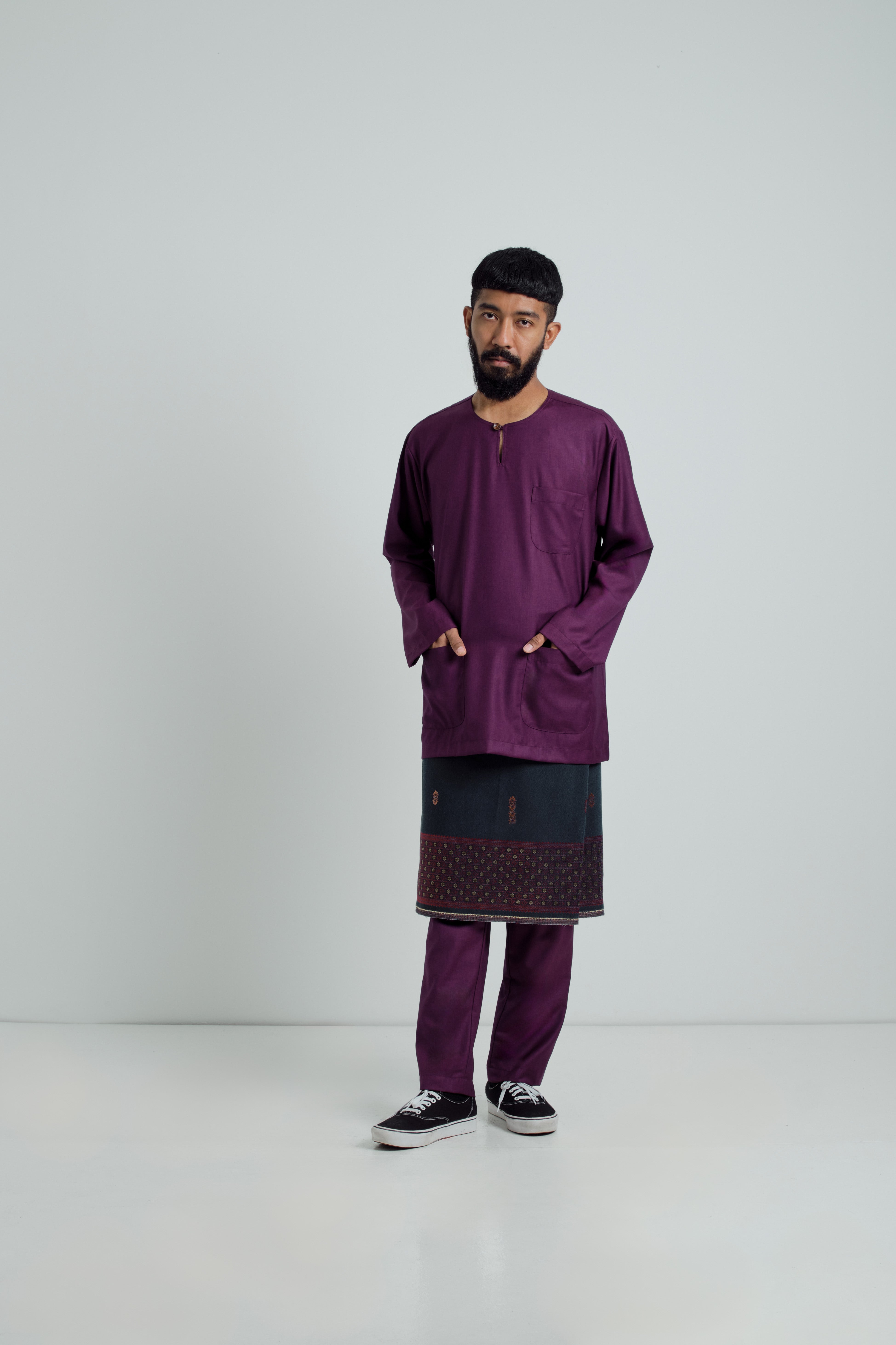 Patawali Classic Fit Baju Melayu Teluk Belanga - Mulberry