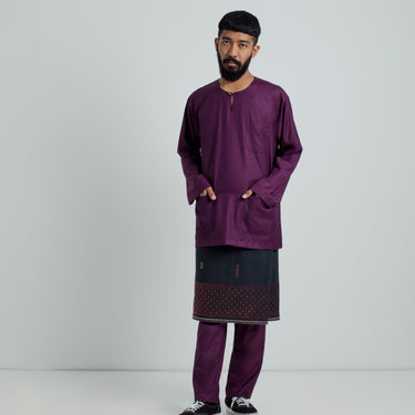 Patawali Classic Fit Baju Melayu Teluk Belanga - Mulberry