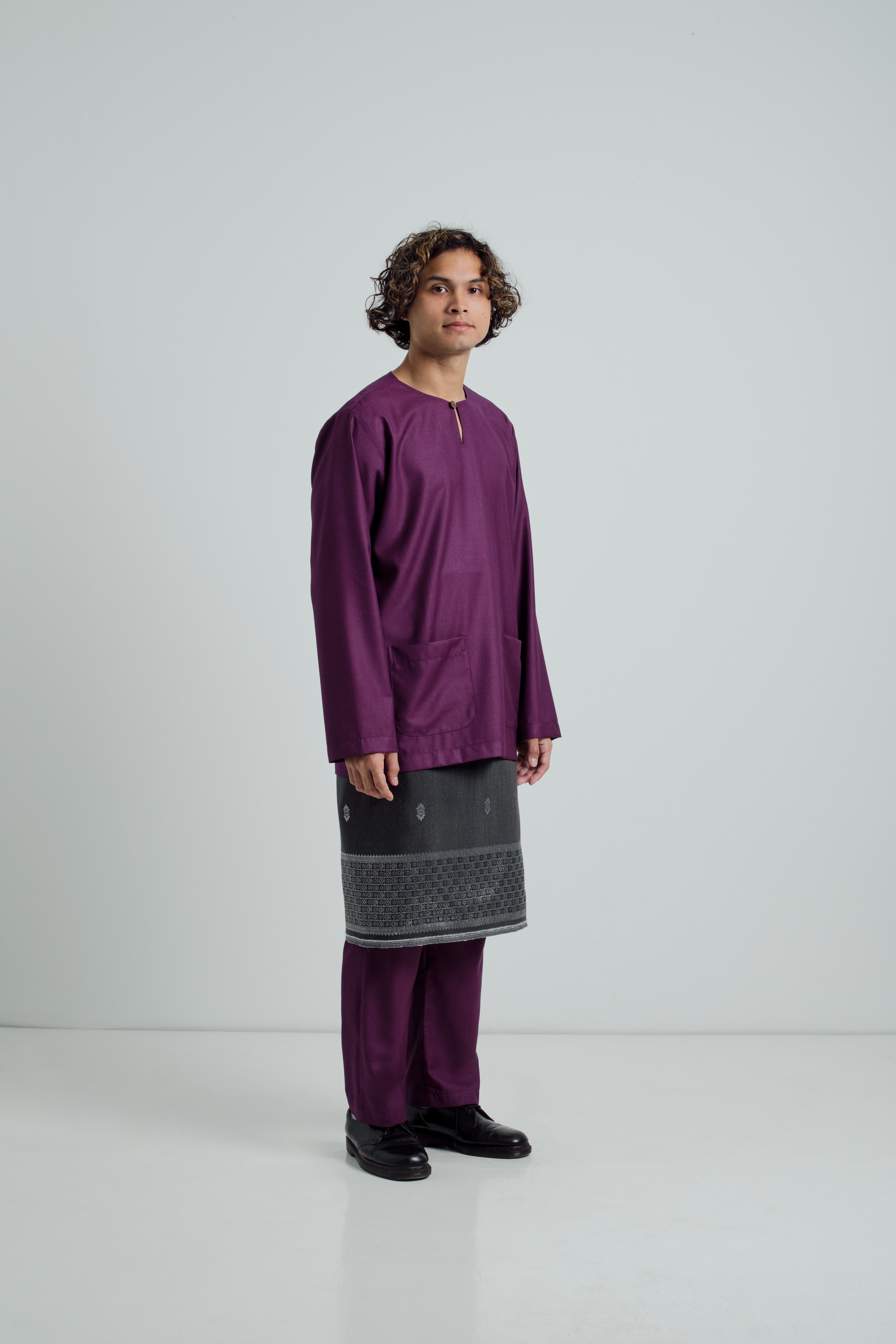 Patawali Modern Fit Baju Melayu Teluk Belanga - Mulberry