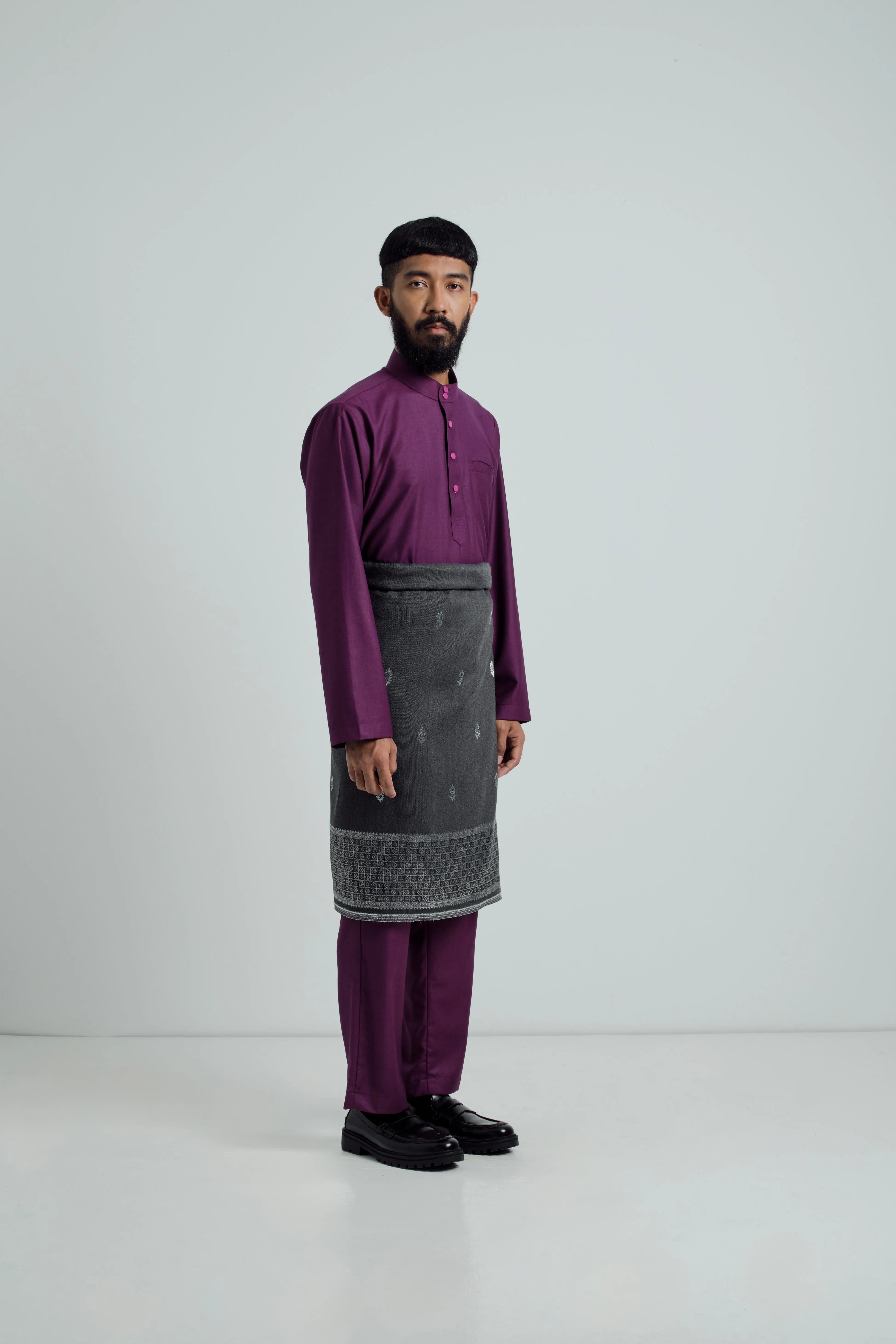 Patawali Baju Melayu Cekak Musang - Mulberry