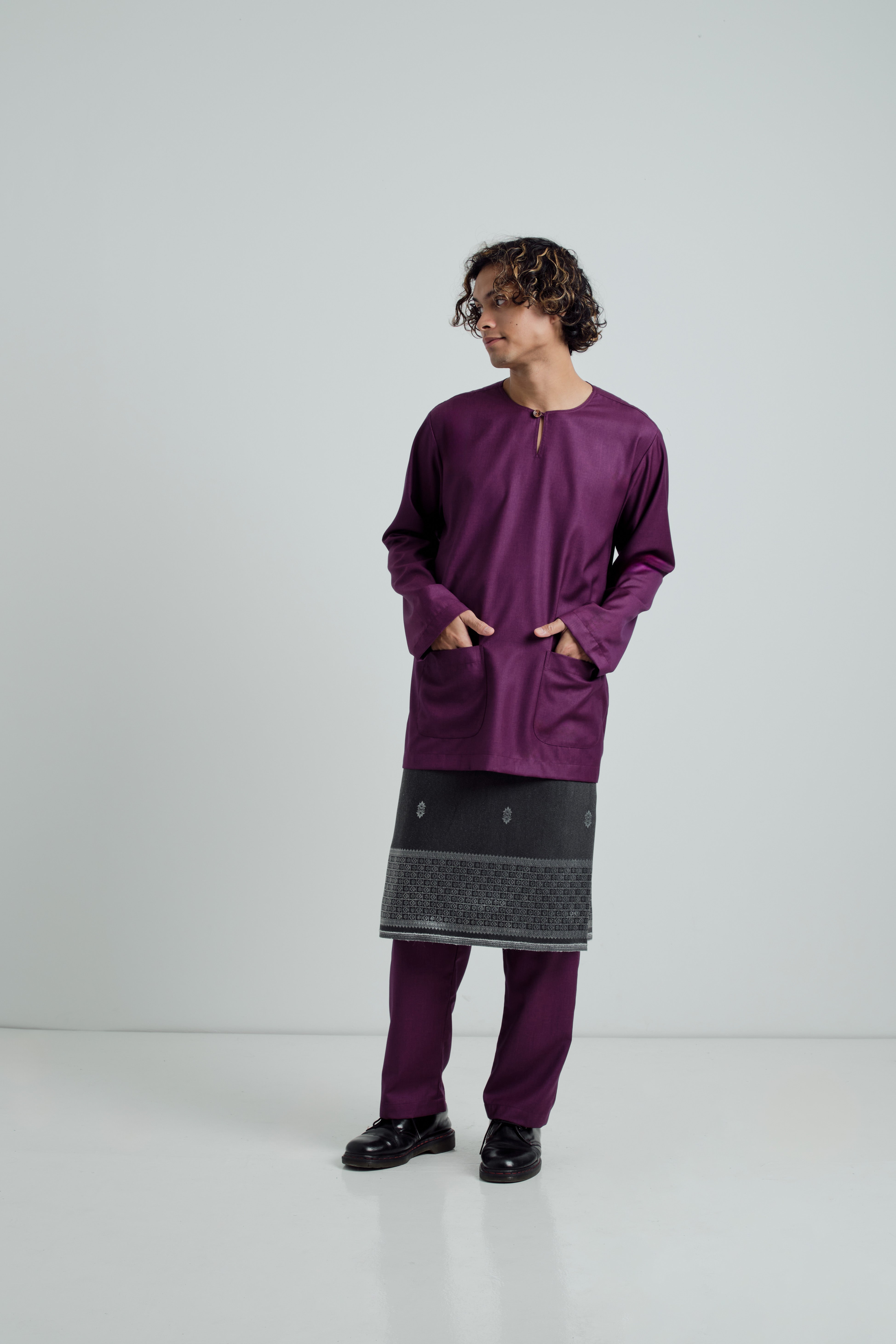 Patawali Modern Fit Baju Melayu Teluk Belanga - Mulberry