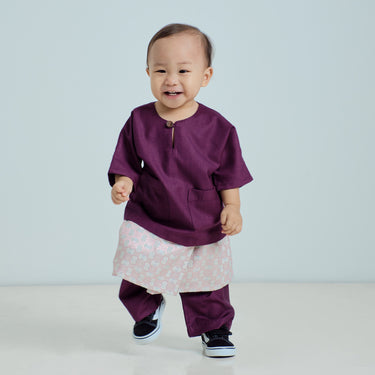 Patawali Baby Boys Baju Melayu Teluk Belanga - Mulberry