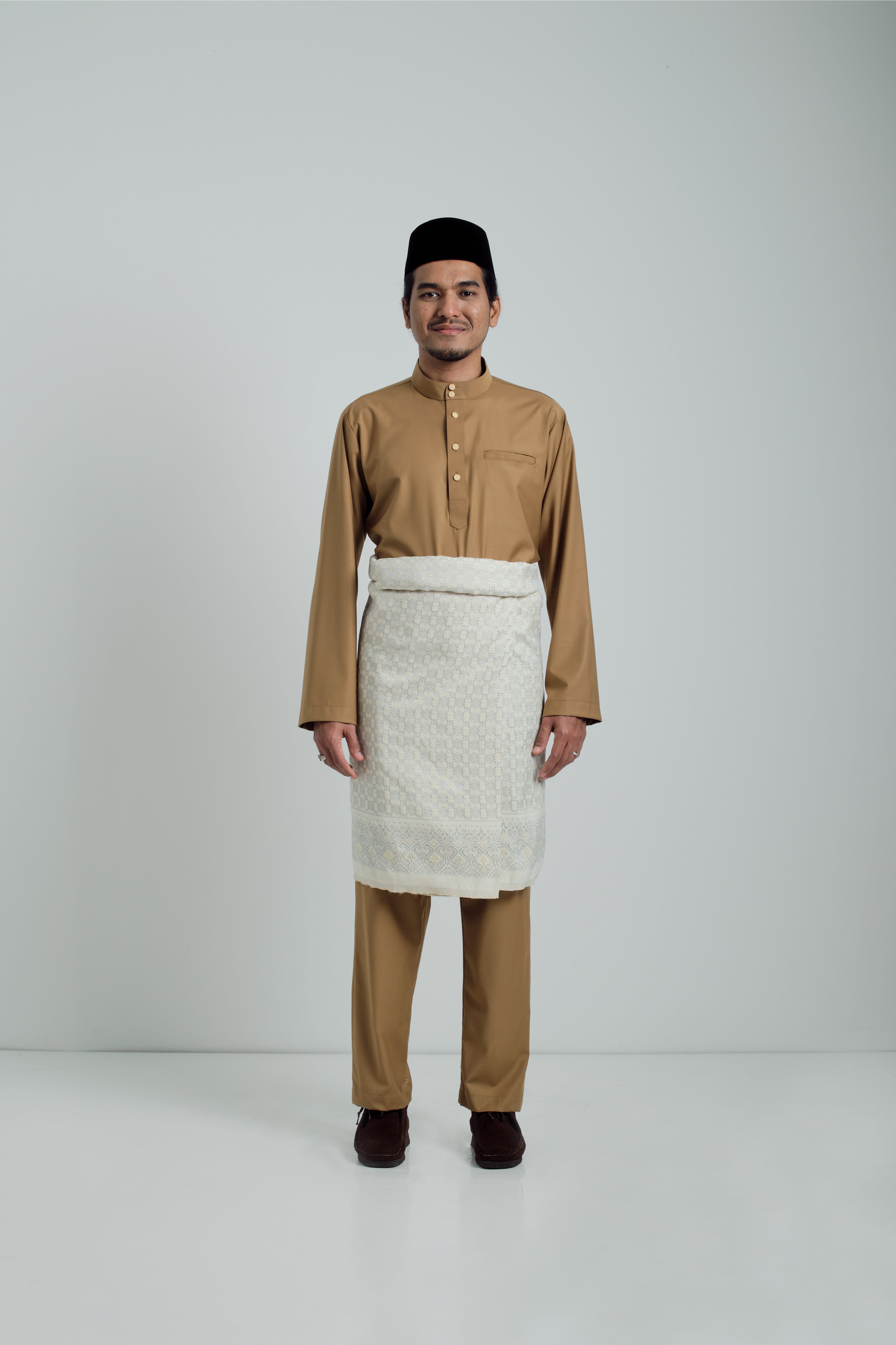 Patawali Baju Melayu Cekak Musang - Mustard Brown
