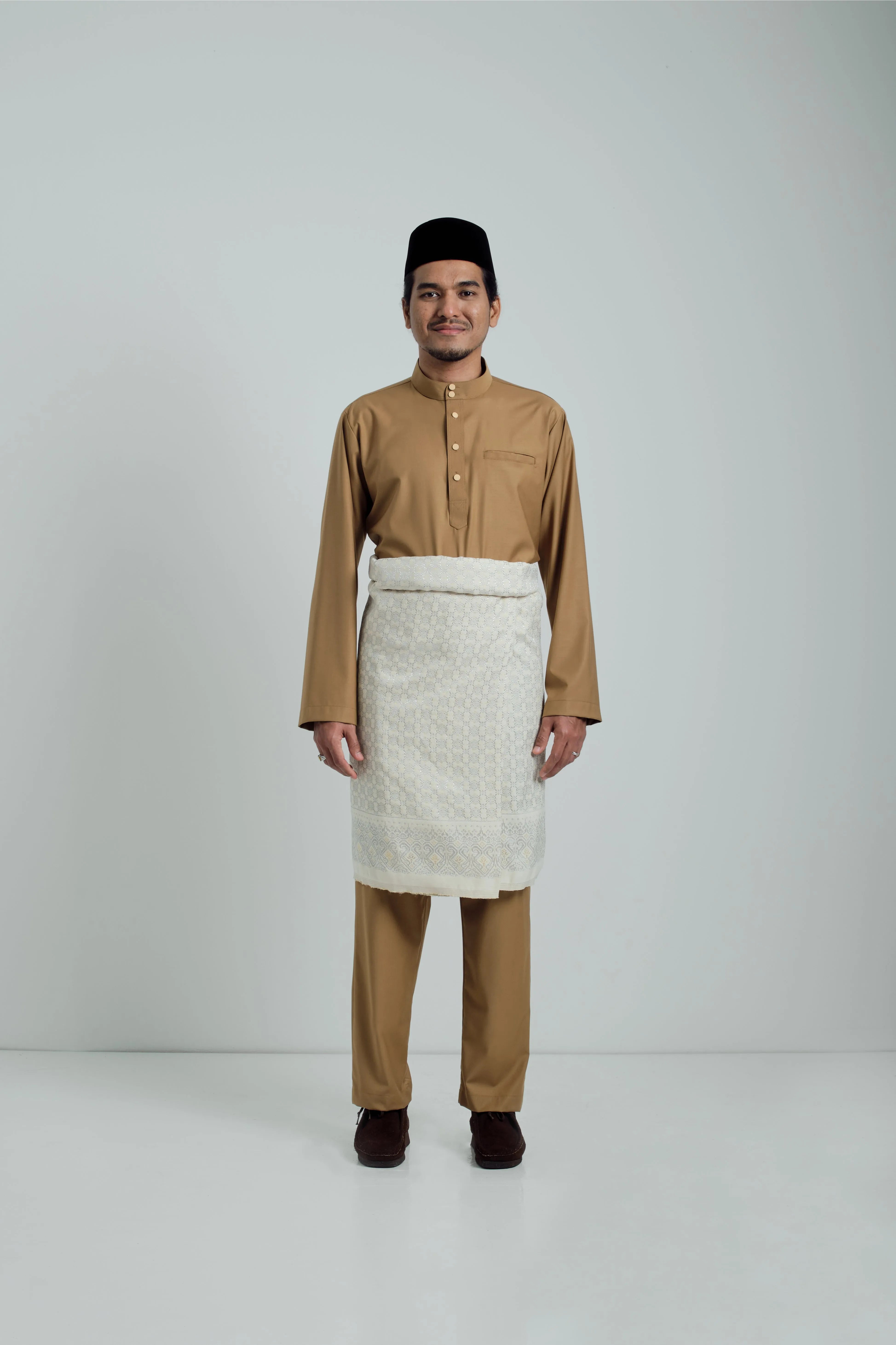 Patawali Baju Melayu Cekak Musang - Mustard Brown