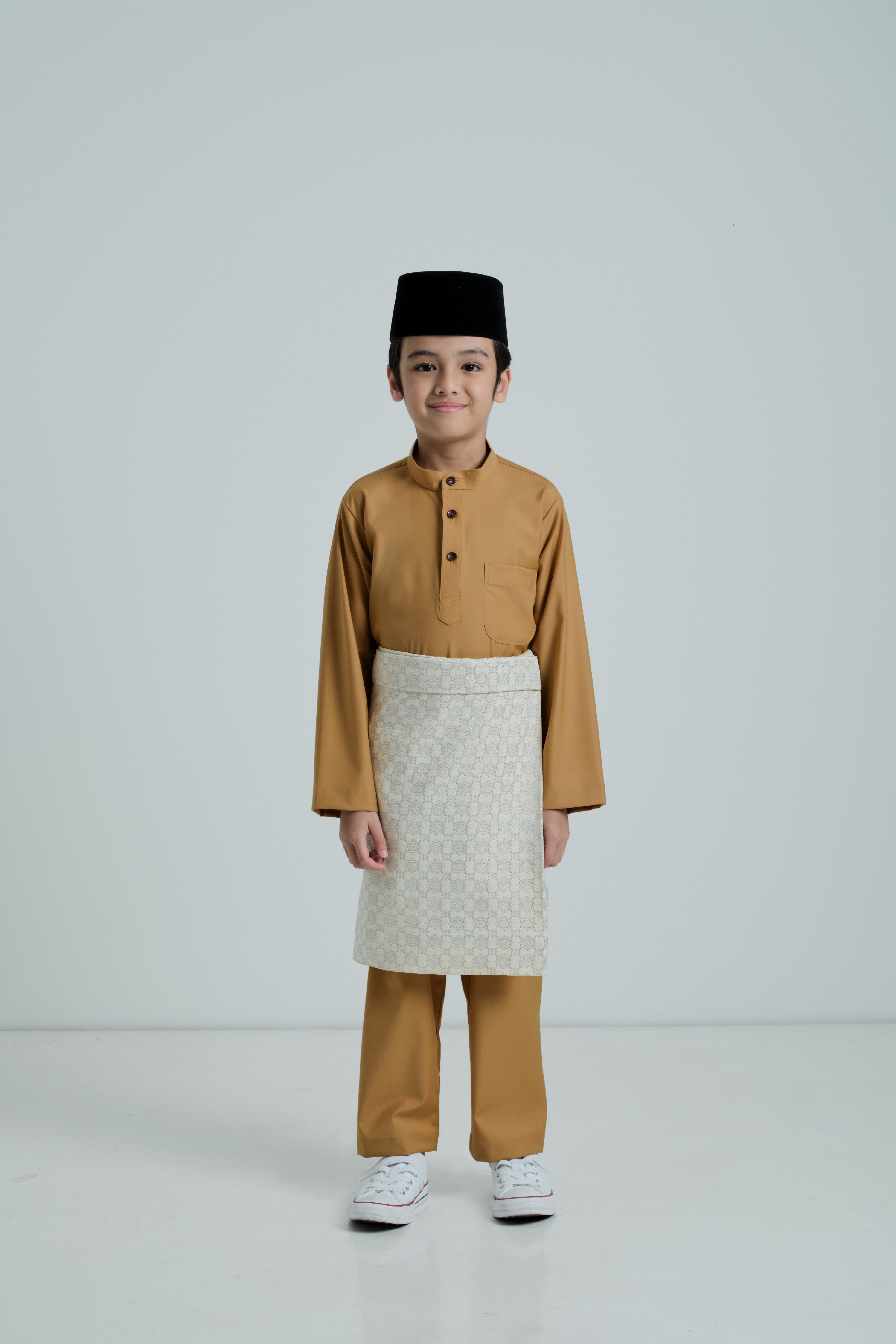 Patawali Boys Baju Melayu Cekak Musang - Mustard Brown