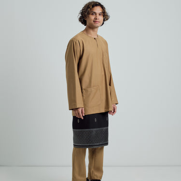 Patawali Classic Fit Baju Melayu Teluk Belanga - Mustard Brown