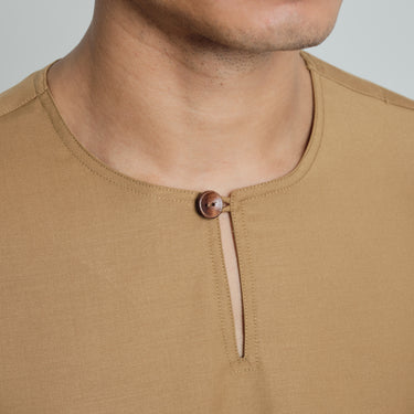 Patawali Classic Fit Baju Melayu Teluk Belanga - Mustard Brown