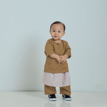 Patawali Baby Boys Baju Melayu Teluk Belanga - Mustard Brown