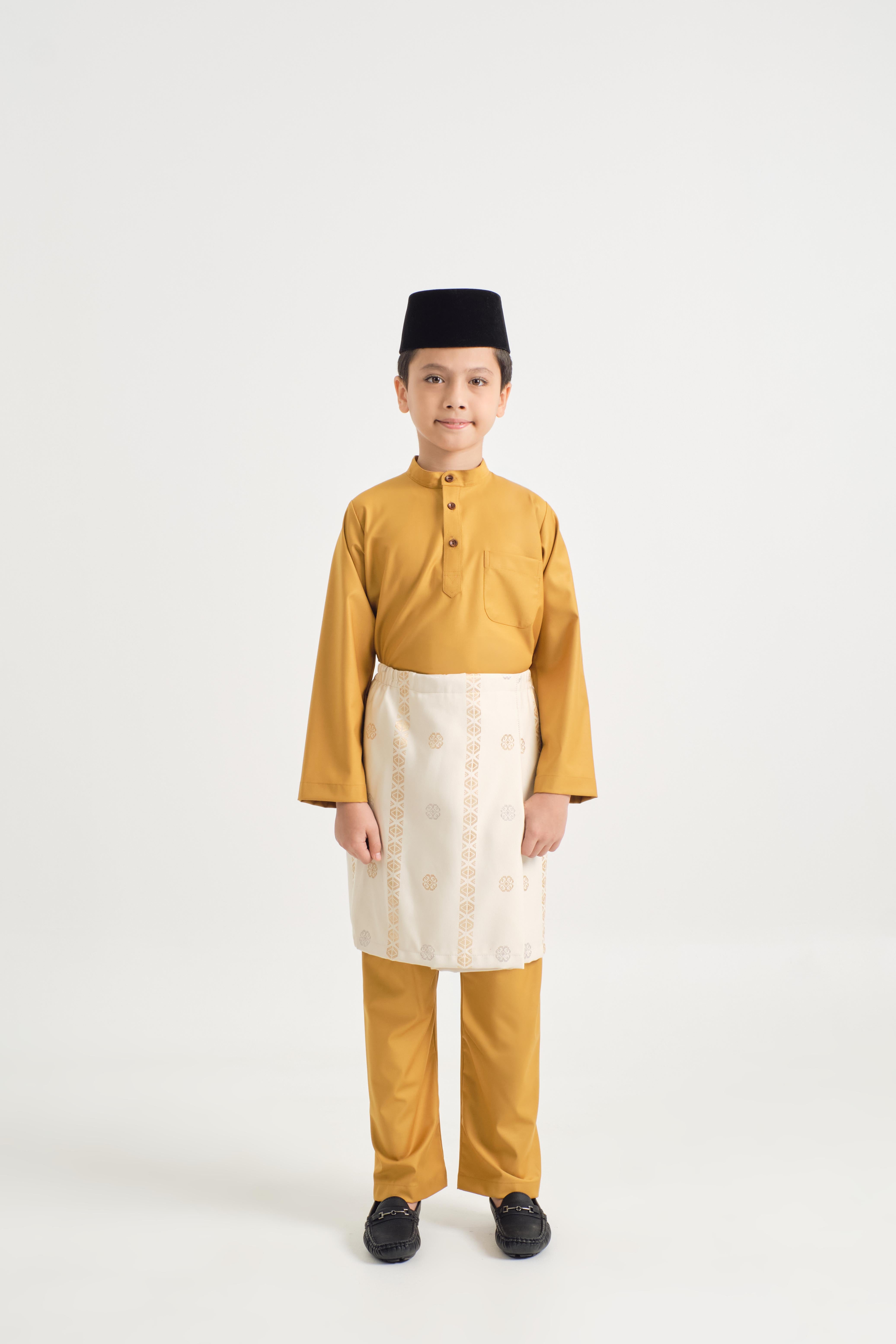 Patawali Boys Baju Melayu Cekak Musang - Mustard Yellow