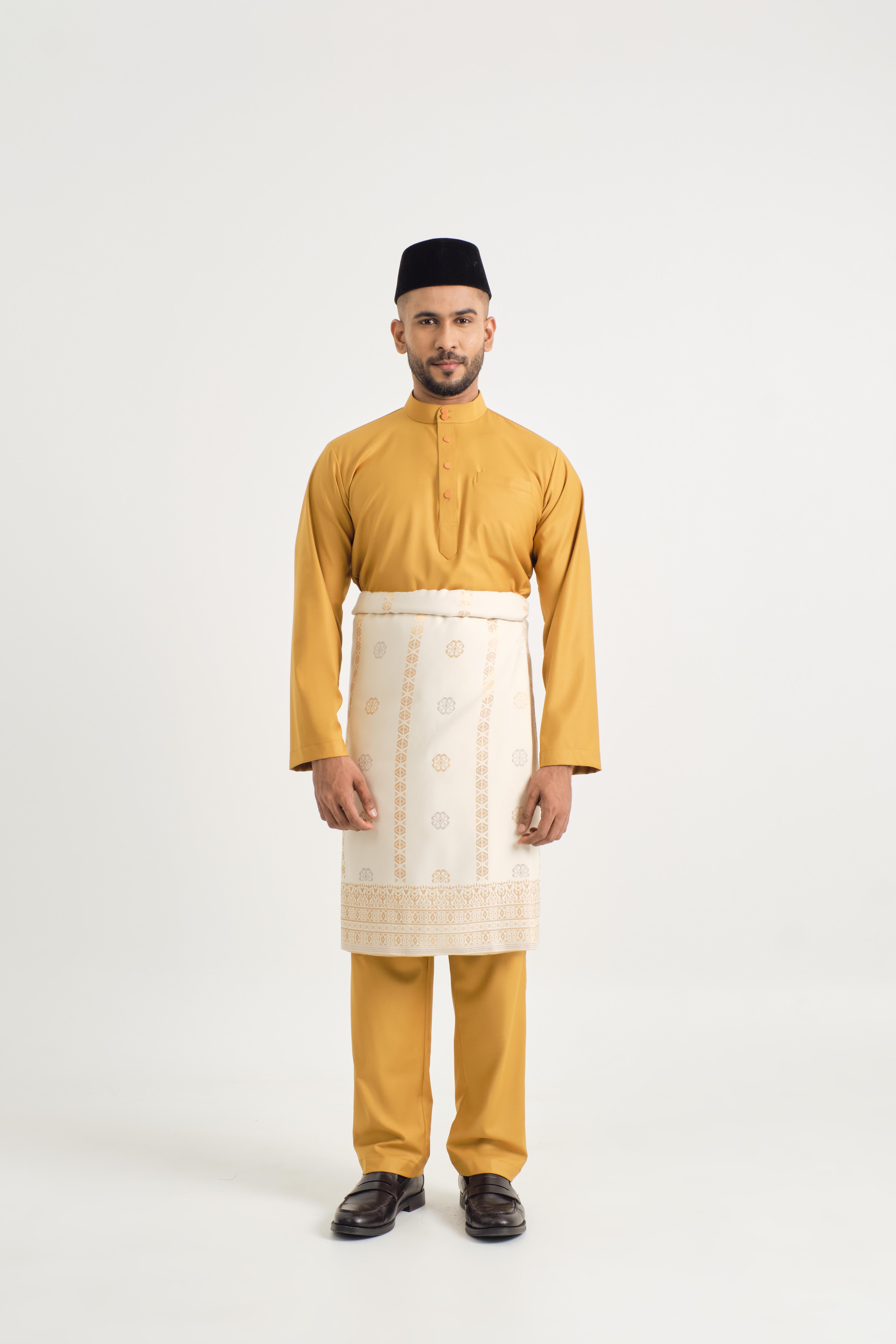 Patawali Baju Melayu Cekak Musang - Mustard Yellow