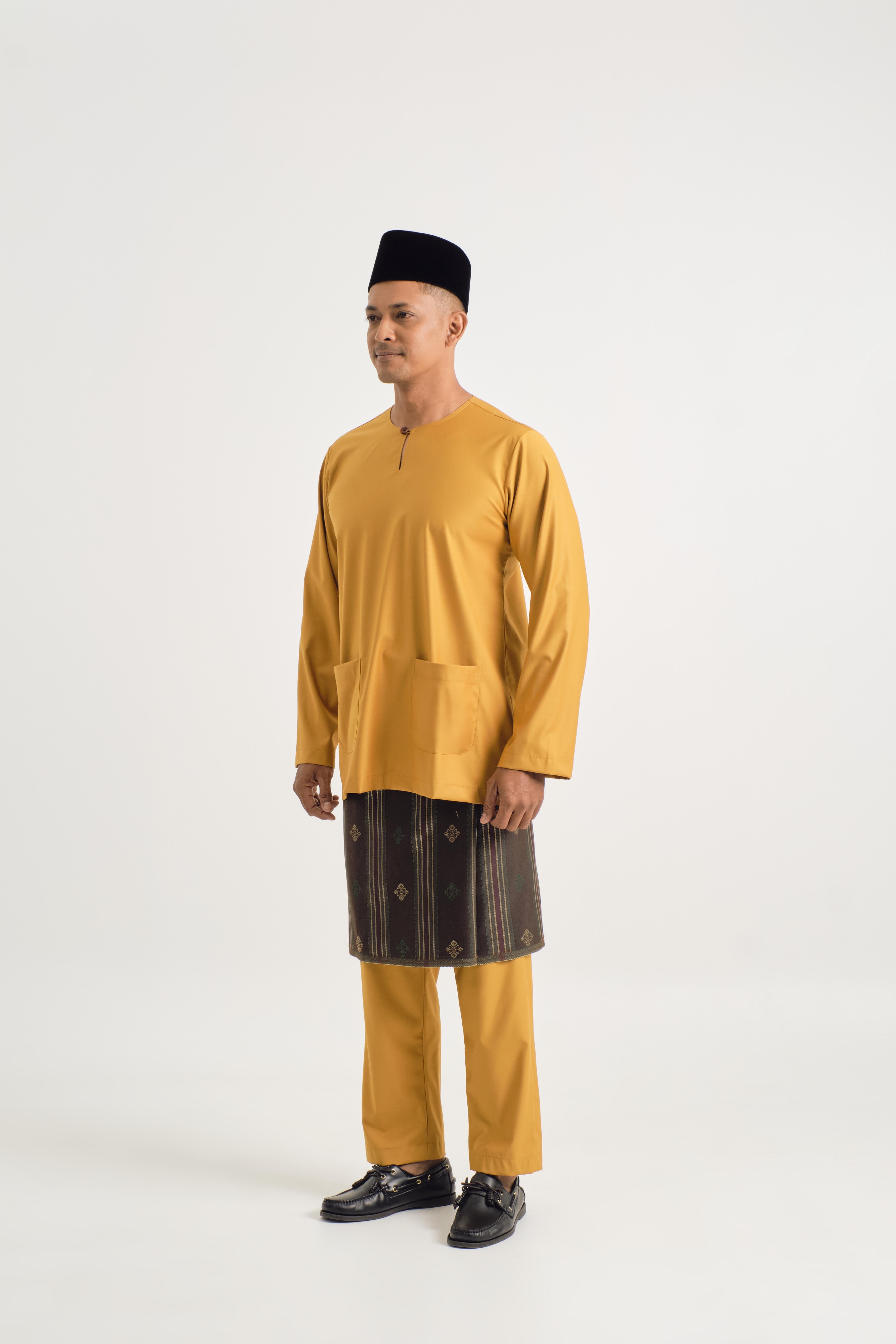 Patawali Modern Fit Baju Melayu Teluk Belanga - Mustard Yellow