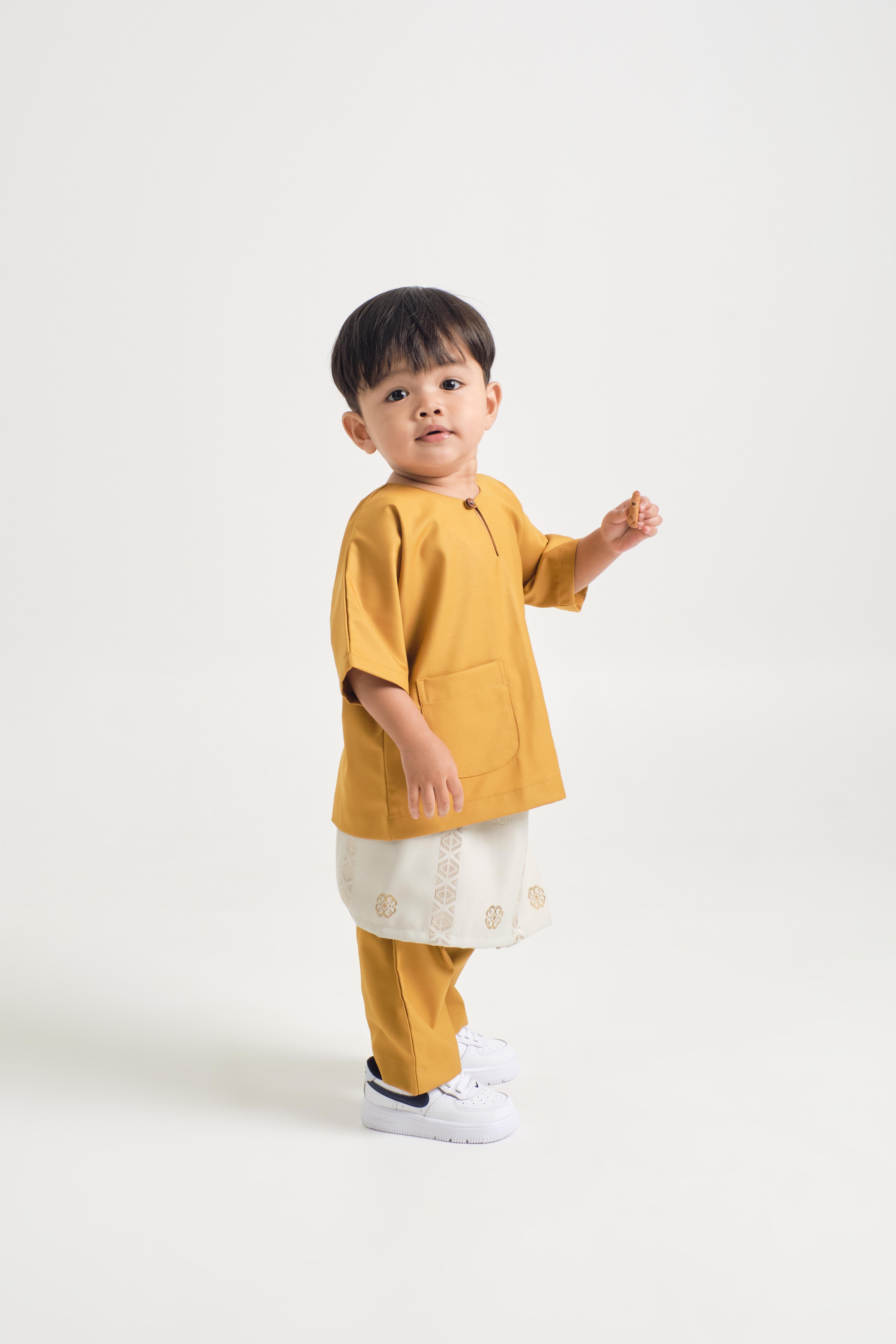 Patawali Baby Boys Baju Melayu Teluk Belanga - Mustard Yellow